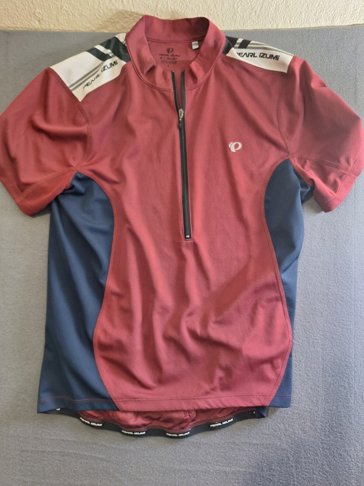 Pearl Izumi Womens Cycling Jersey Maroon/Blue 1/2 Zip Short Sleeve Size Large