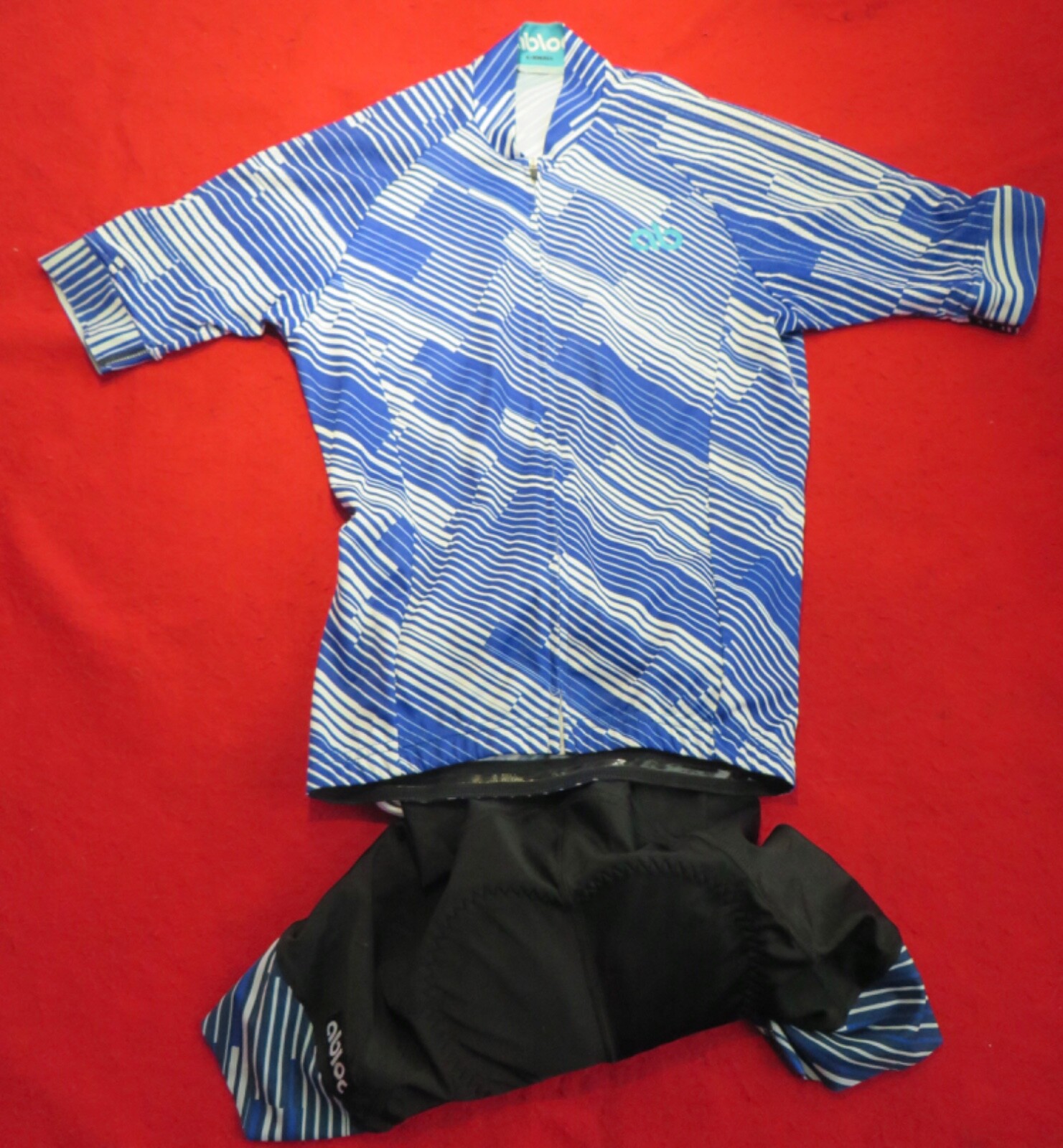 Abloc Womens Cycling Jersey and Bib Short Set – USA design – Blue/White – XS