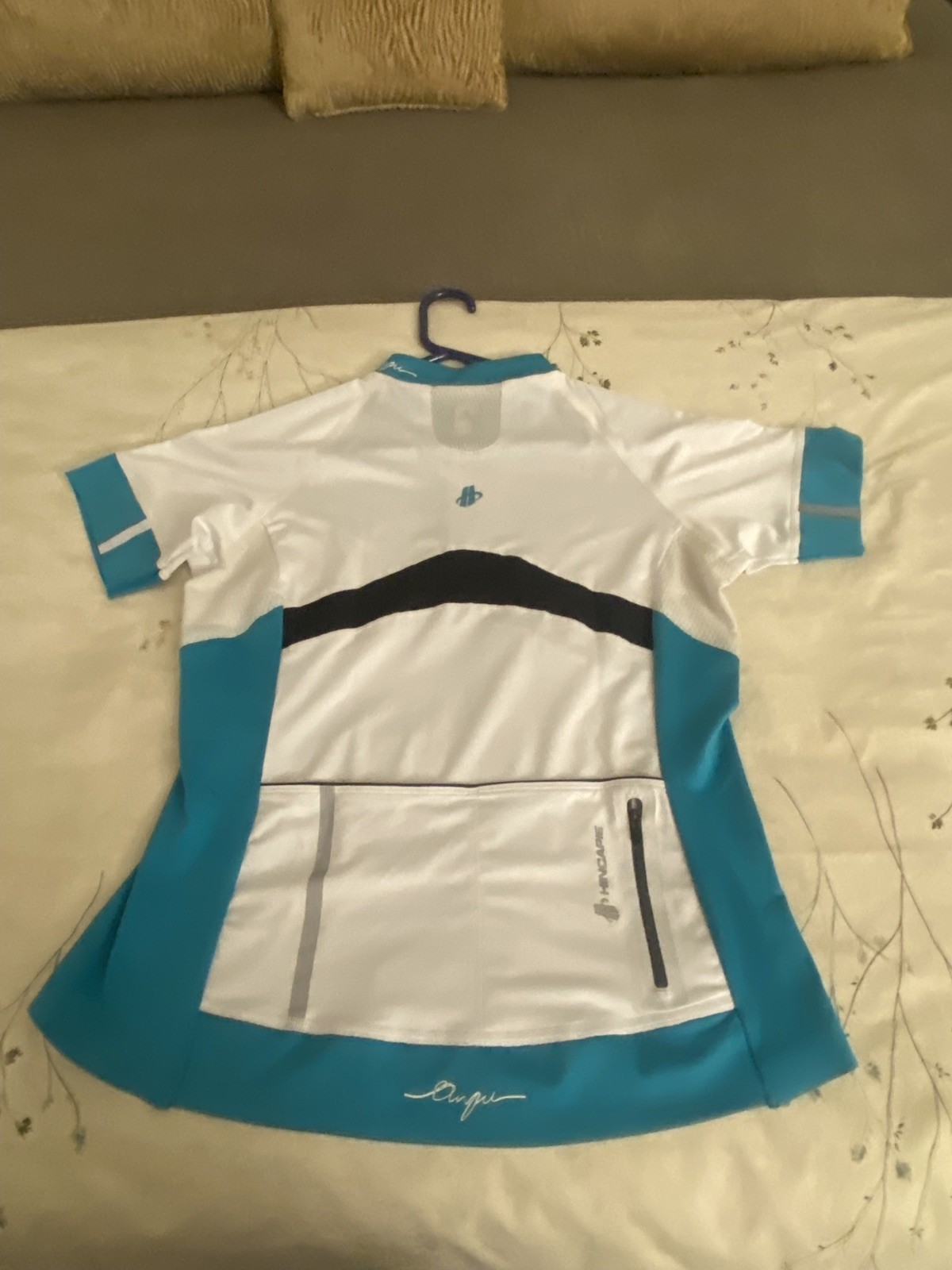 Hincapie Women’s George Signature Jersey Cycling Top Size Large White & Teal
