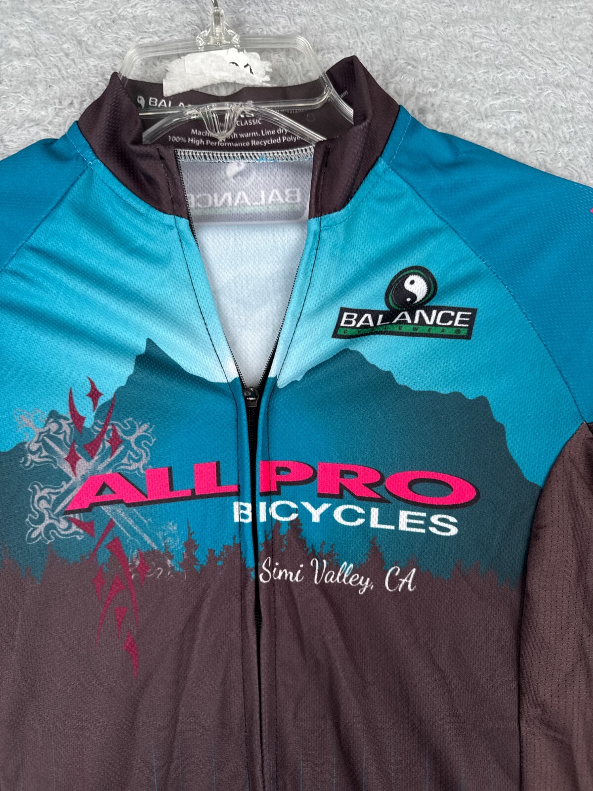 Balance Cyclewear Cycling Jersey Adult 2XS XXS Blue Brown All Pro Simi Valley