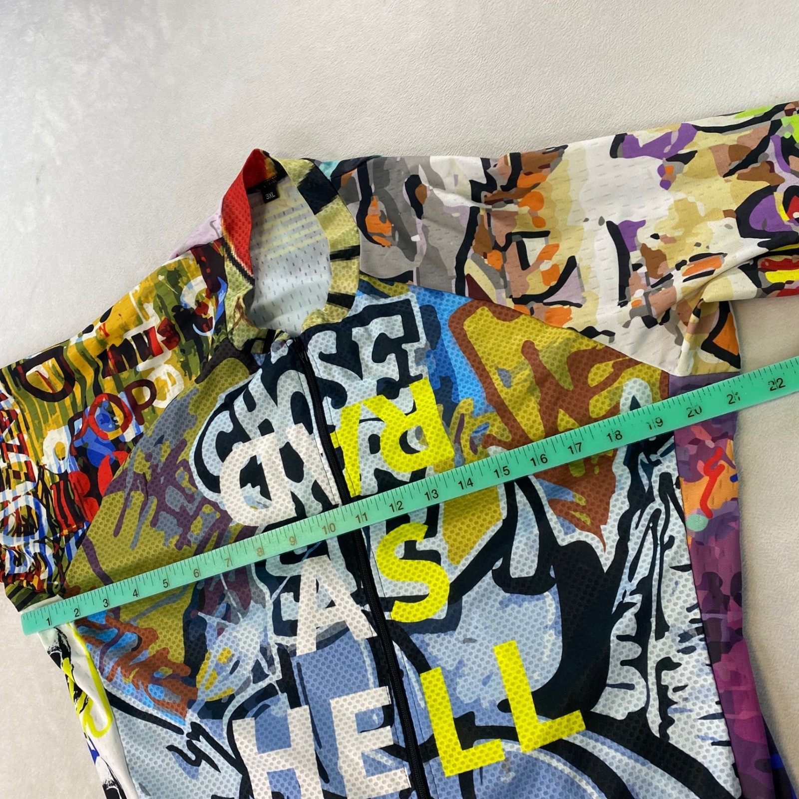 Cycling Jersey Mens 3XL Full Zip Pocket Colorful Graffiti Skull Frog Rad As Hell
