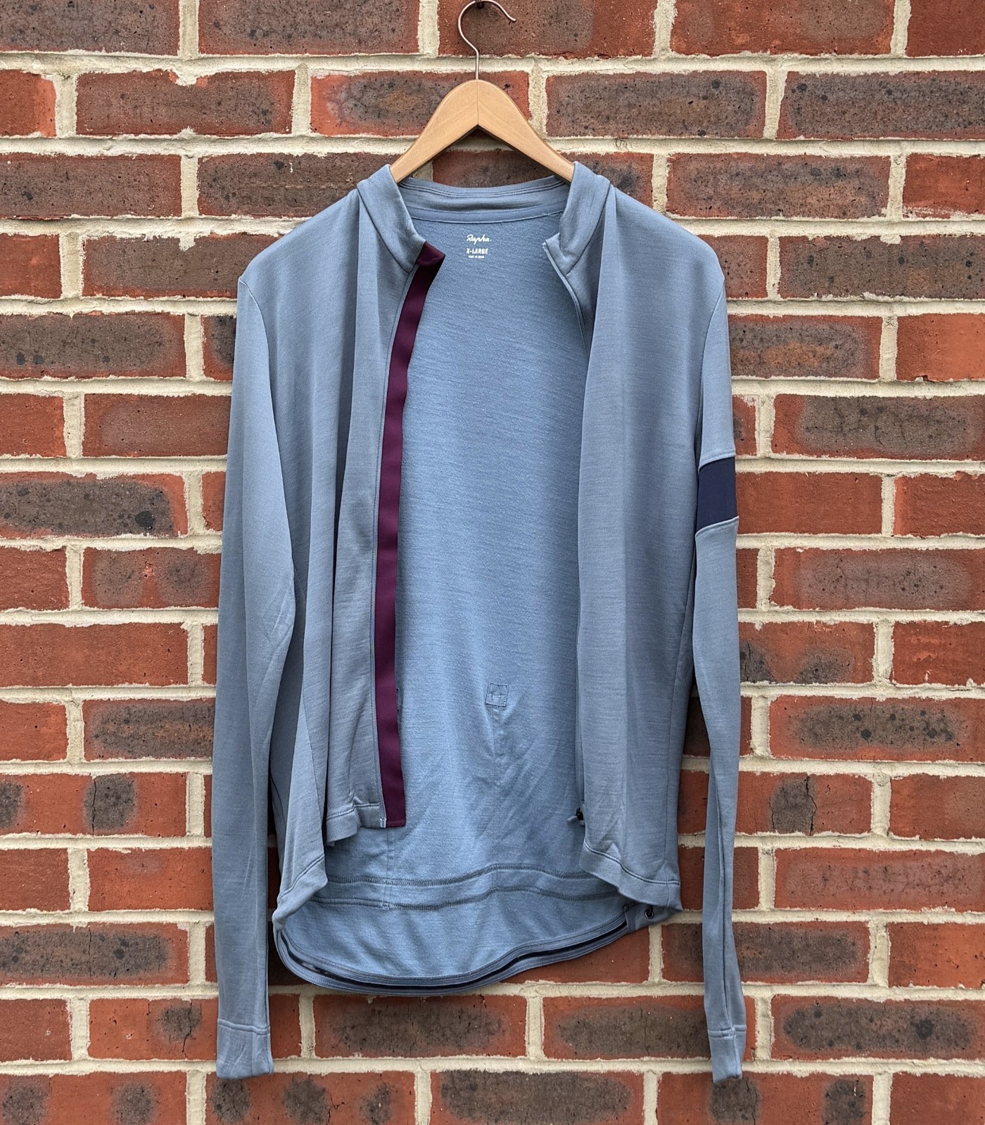 Rapha Mens Classic Long Sleeve Cycling Jersey II XL Blue slim Merino RPM190 Wool
