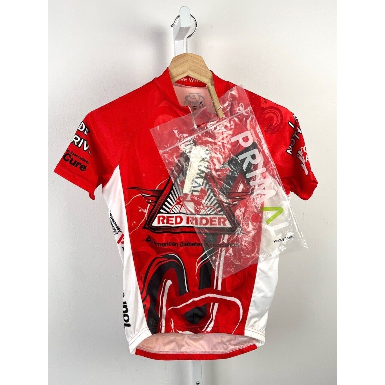 NWT PRIMAL ADA Diabetes Cycling Jersey Short Sleeve Sport 3/4 Zip Pockets Red XS