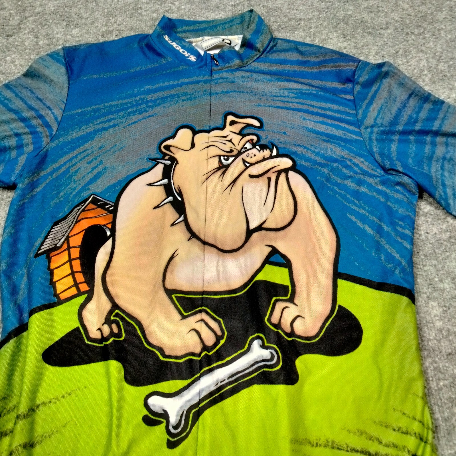 Sugoi Cycling Jersey Mens M Bulldog All Over Print Short Sleeve