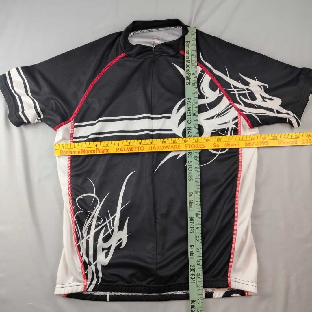 Primal Cycling Jersey Mens L Black Red 1/2 Zip Back Pockets 100% Polyester