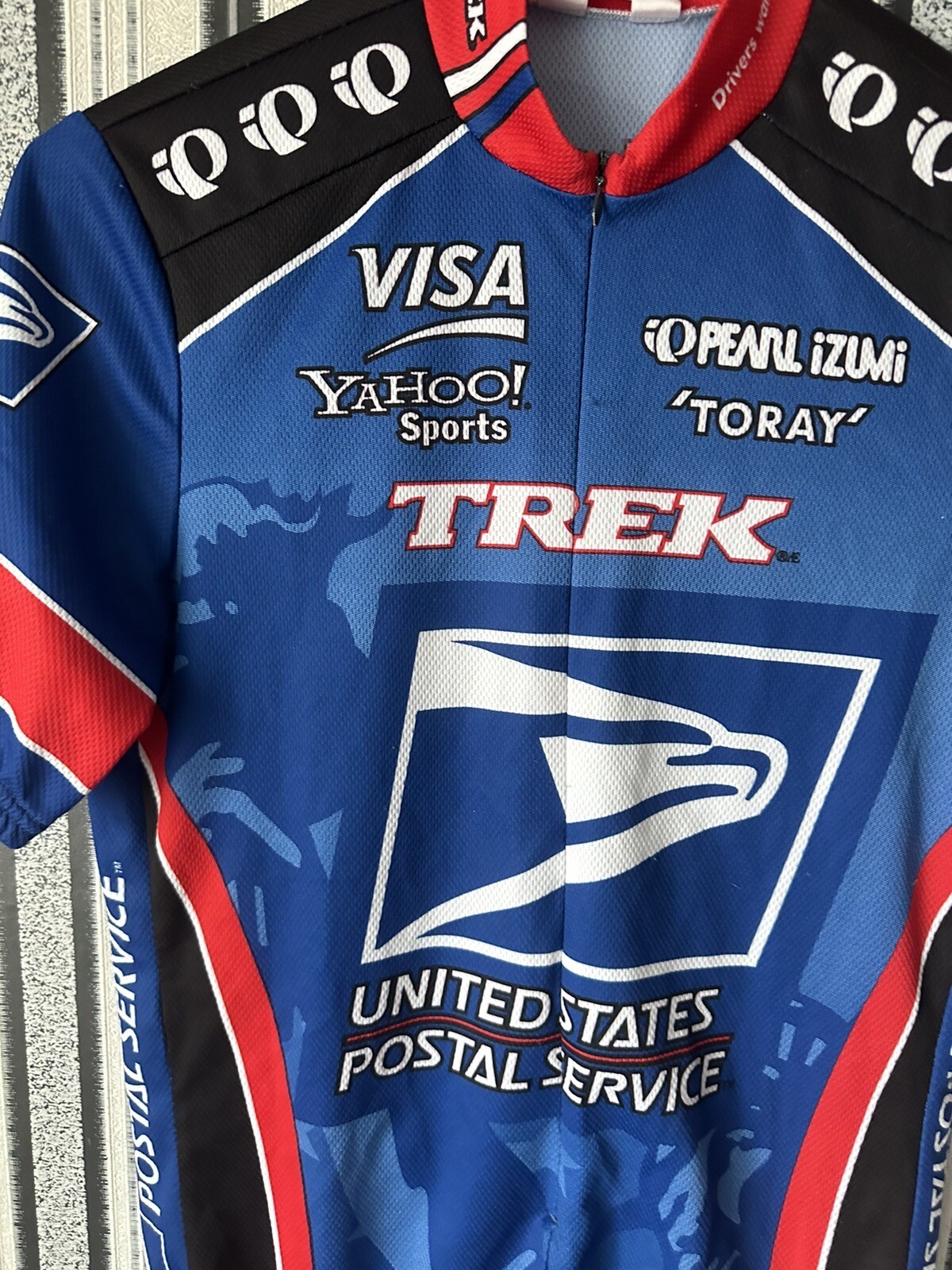 Pearl Izumi Cycling Jersey Adult Medium USPS Trek Lance Armstrong Full Zip Mens