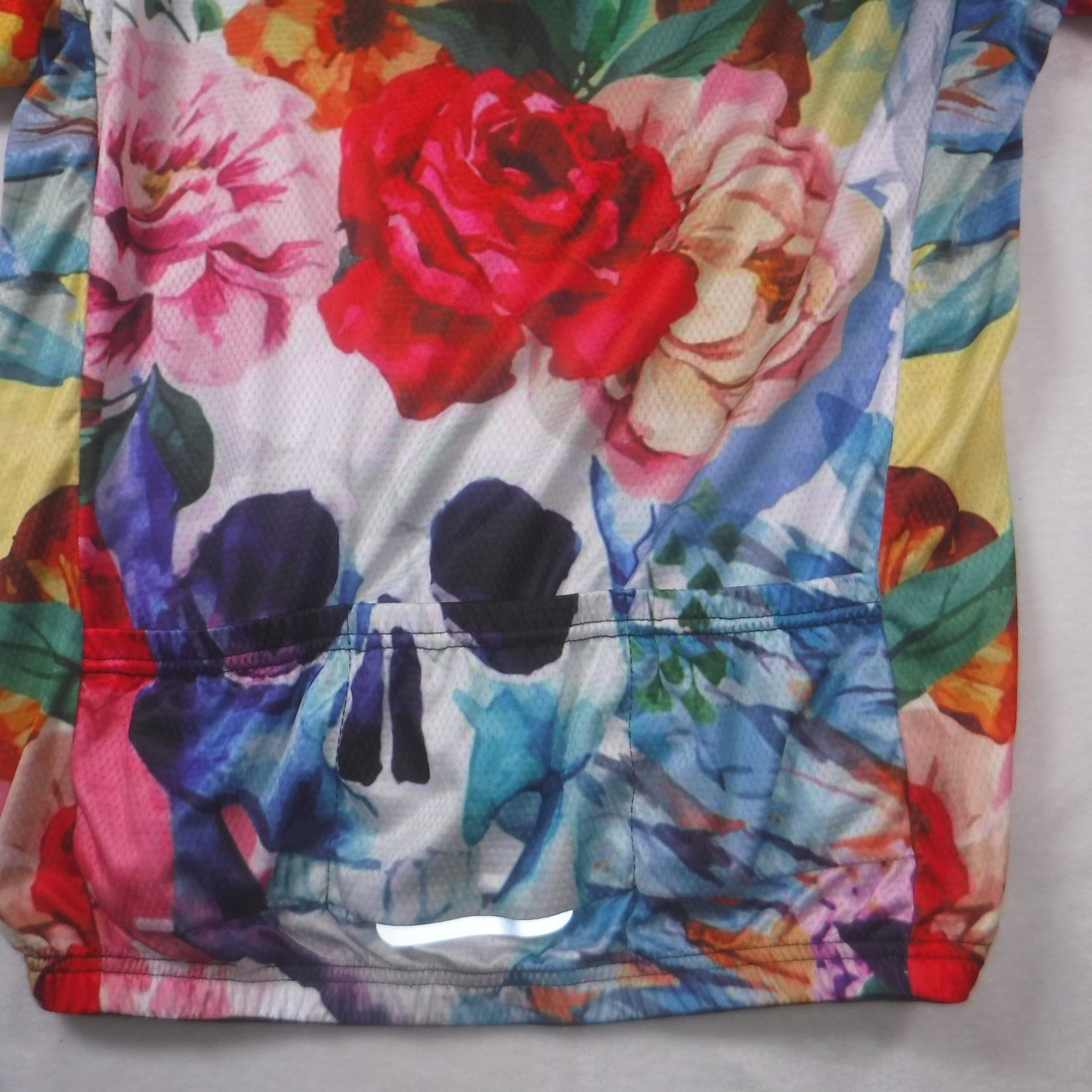 Coolmax Floral Skull Cycling Jersey Short Sleeve Full Zip 3XL Multi Color