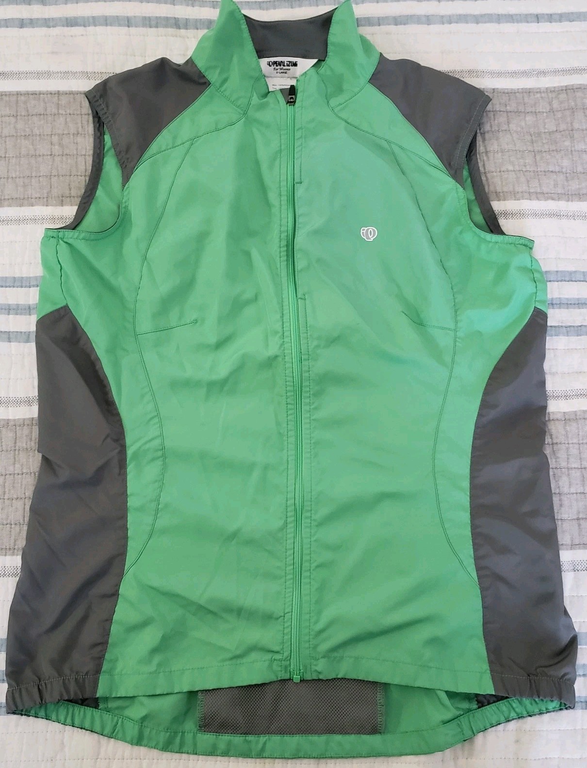 Pearl Izumi Cycling Vest Womens XL Green Gray Packable Wind Gilet Bike Sleeveles