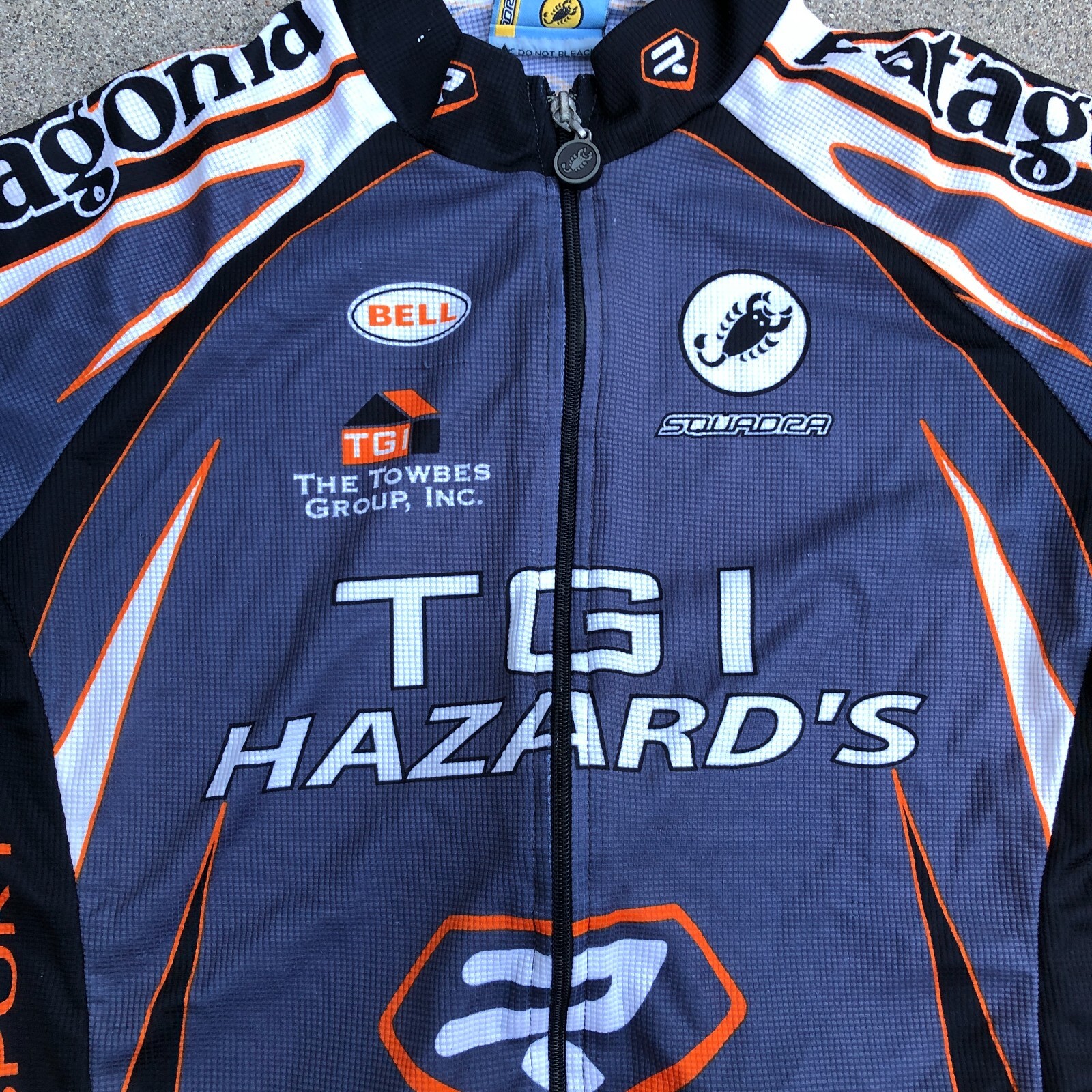 SQUADRA TGI Hazard’s Patagonia Full Zip Cycling Jersey SMALL Men’s Grey Bike