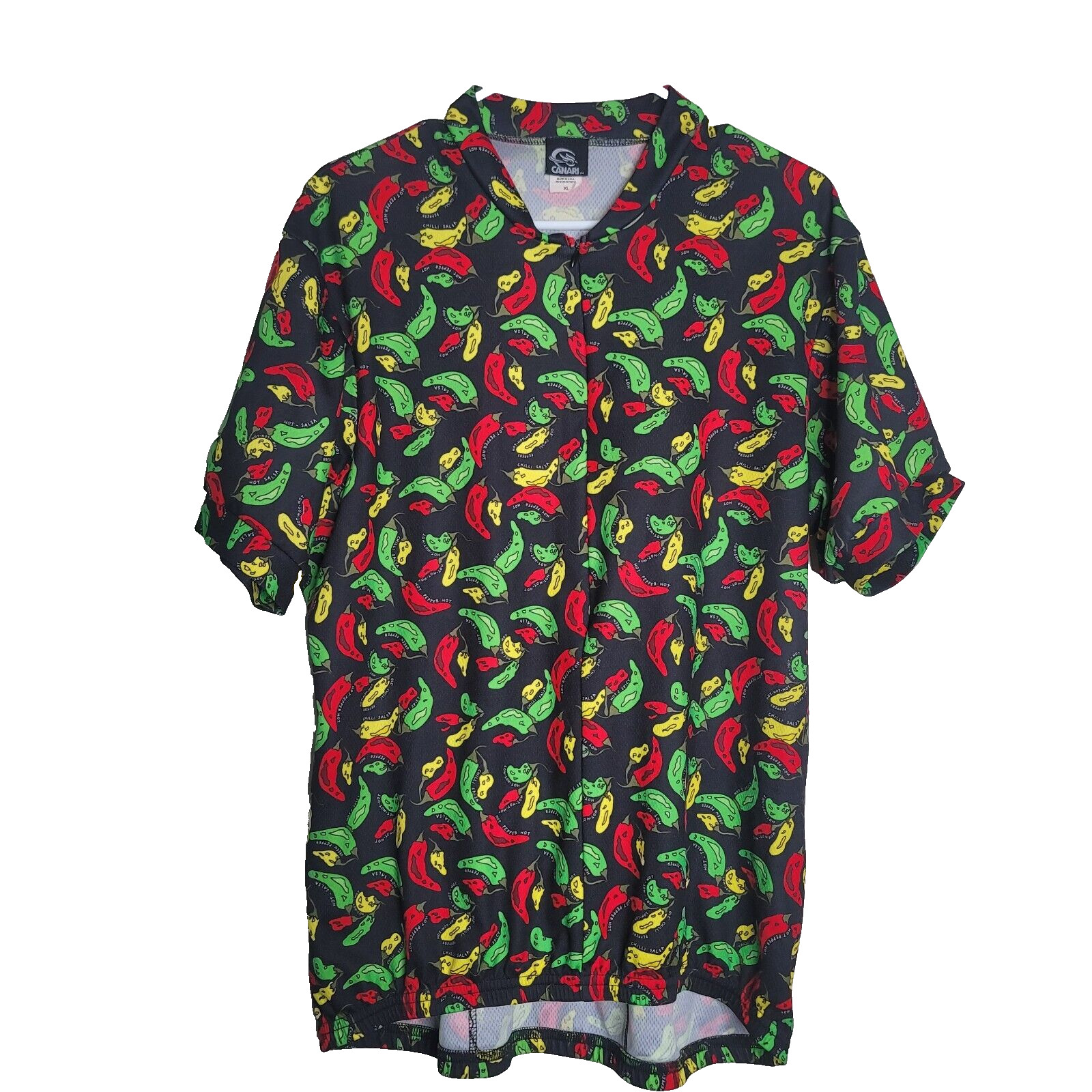 Chili Pepper Cycling Jersey Canari Size XL Red Green Yellow Black 1/2 Zip