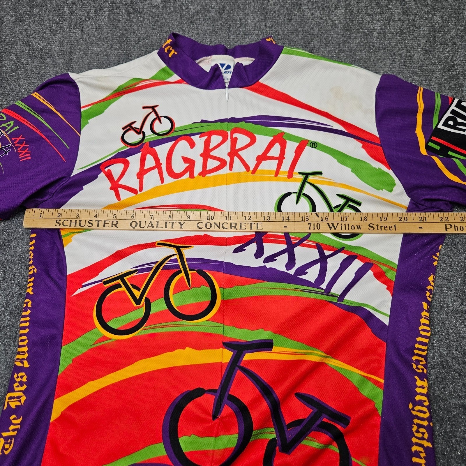 Vintage RAGBRAI XXII Cycling Jersey Mens L White Multicolor USA Made 90s Bike