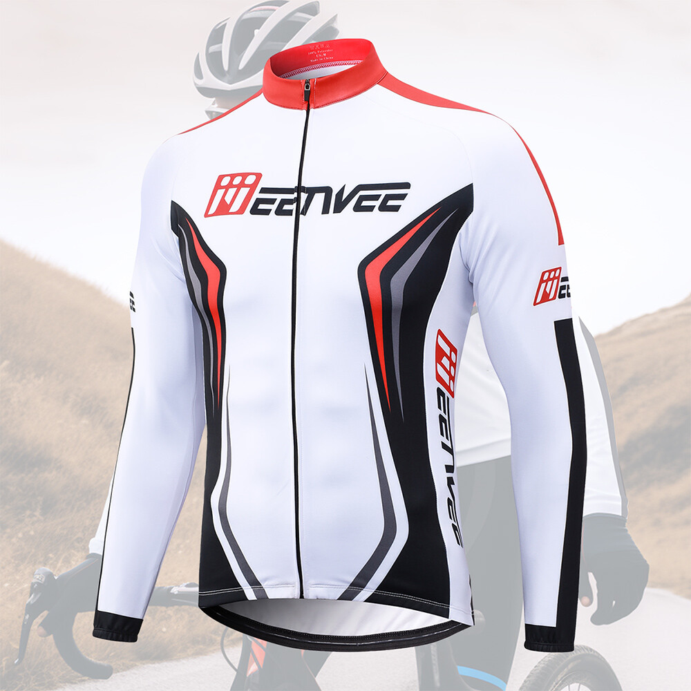 MEETWEE Men’s Full Zipper Long Sleeves Cycling Tops Jersey Bicycle Bike Shirt