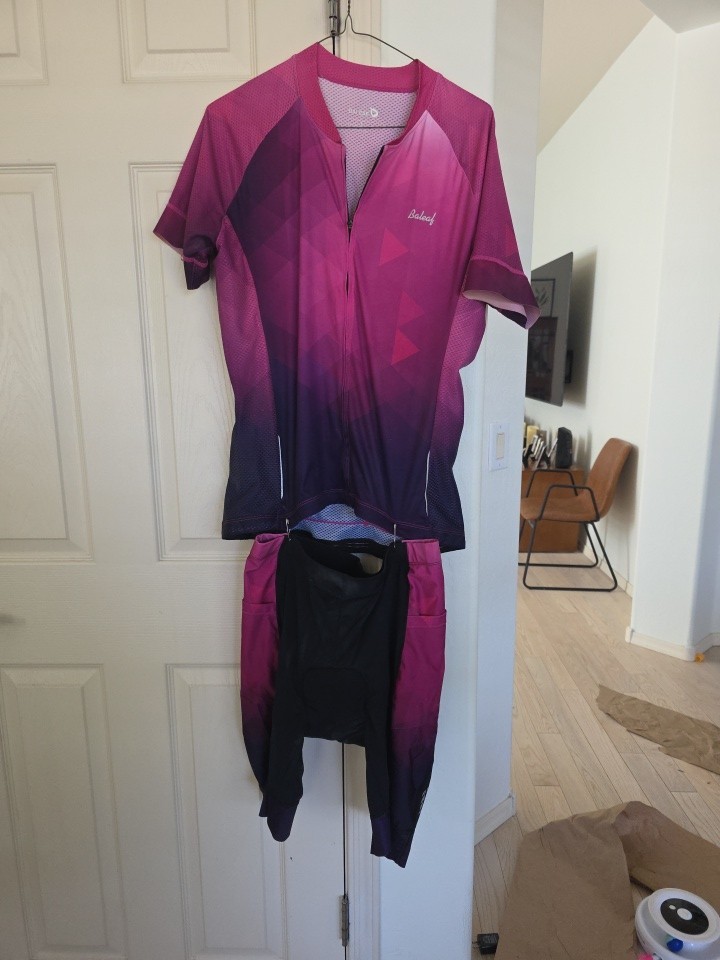 Baleaf Cycling Jersey Womens L Pink And Purple Full Zip Pockets And Pants