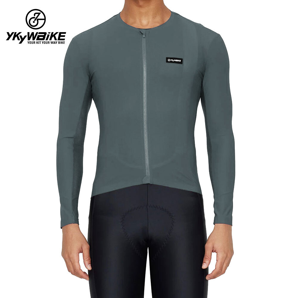 Mens Cycling Jersey Long Sleeve Bike collarless Shirts UPF50+ Bicycle Jersey