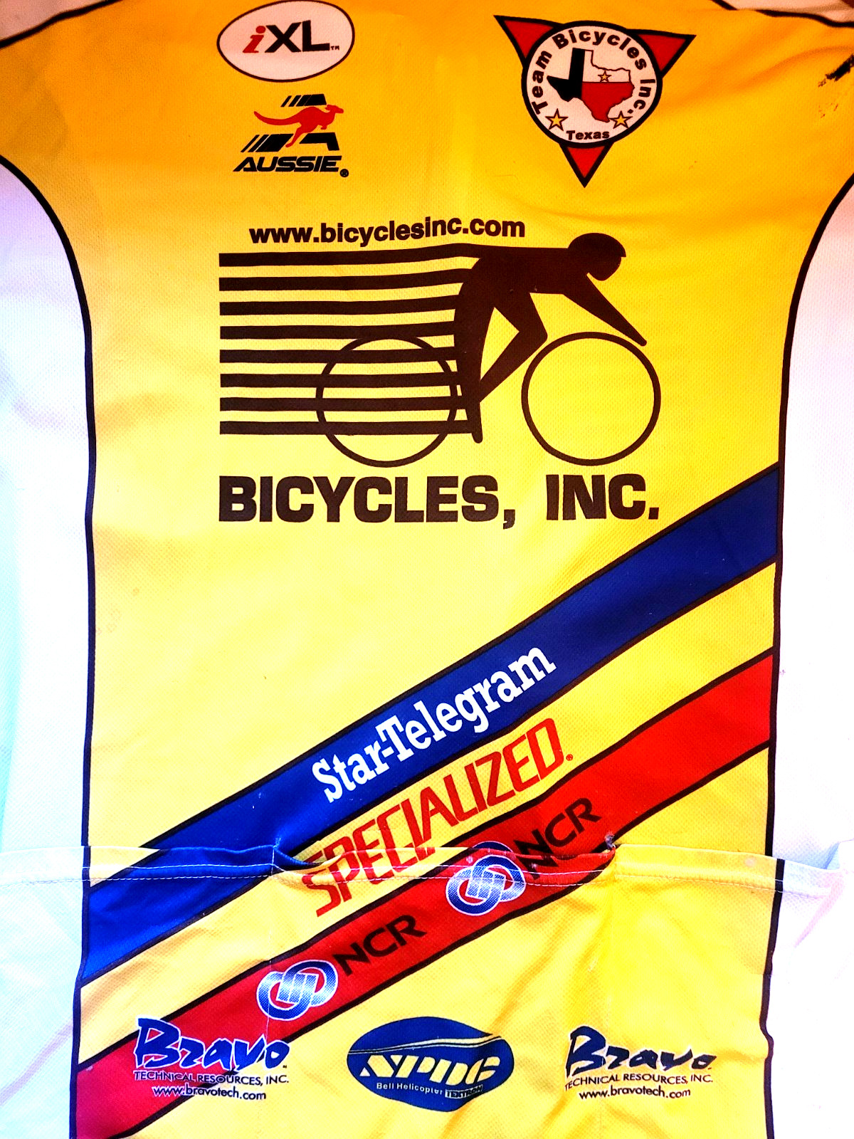Bicycles Inc Texas Cycling Jersey 3/4 Zip Large Rear Pockets Free Shipping