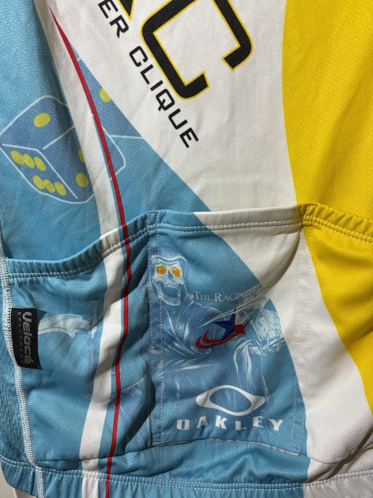 Veloce Cycling Jersey XS Full Zip Multicolor Grim Reaper & Oakley Emblems