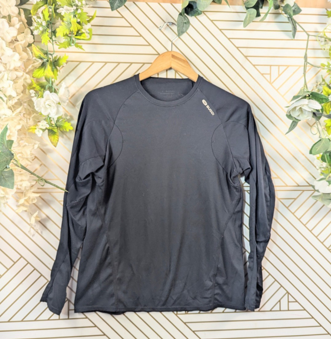 SUGOI Cycling Compression Shirt Black Base Layer Long Sleeve Women’s Size Large