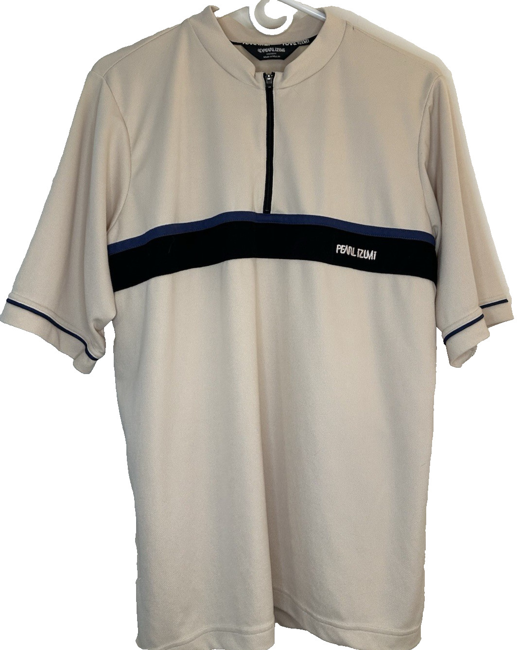 Pearl Izumi Men’s M Cycling Jersey tan/black 1/4 zip up back storage pocket