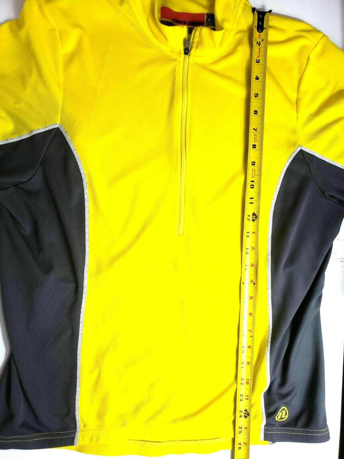 Novana Extra Large Cycling Shirt 4 Pockets in back Quarter Zip Yellow/Gray