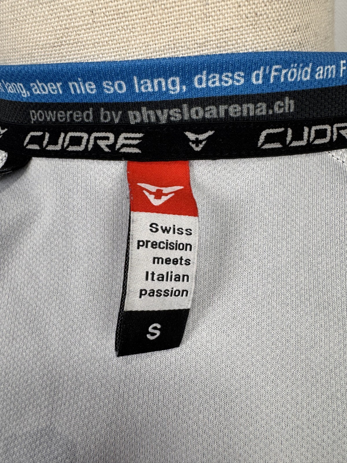 CUORE LUZERN Full Zip Gray Geometrical Pattern Cycling Jersey Sz S