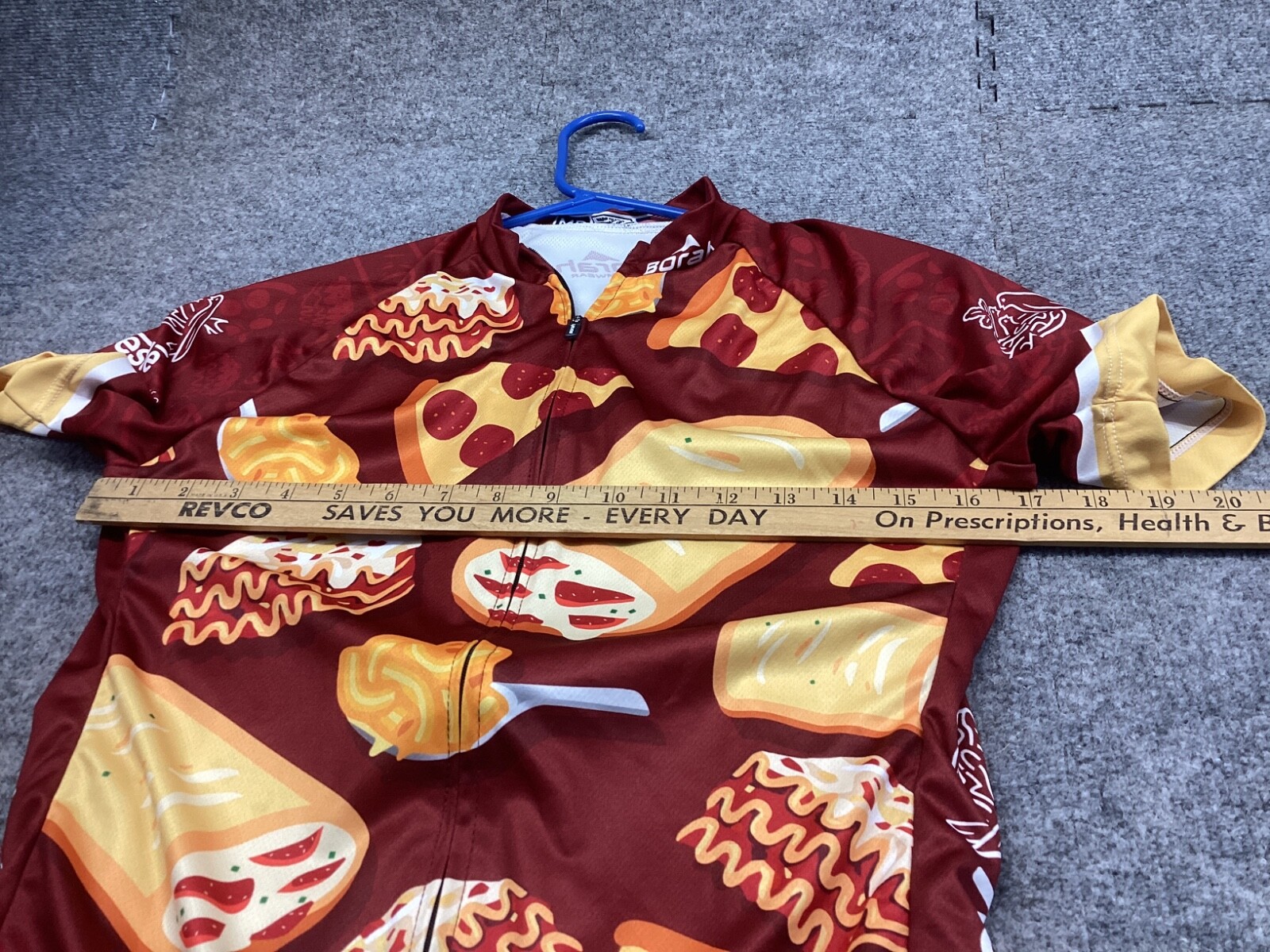 Cycling Shirt Mens Medium Maroon Pizza Graphic Pockets Bicycle
