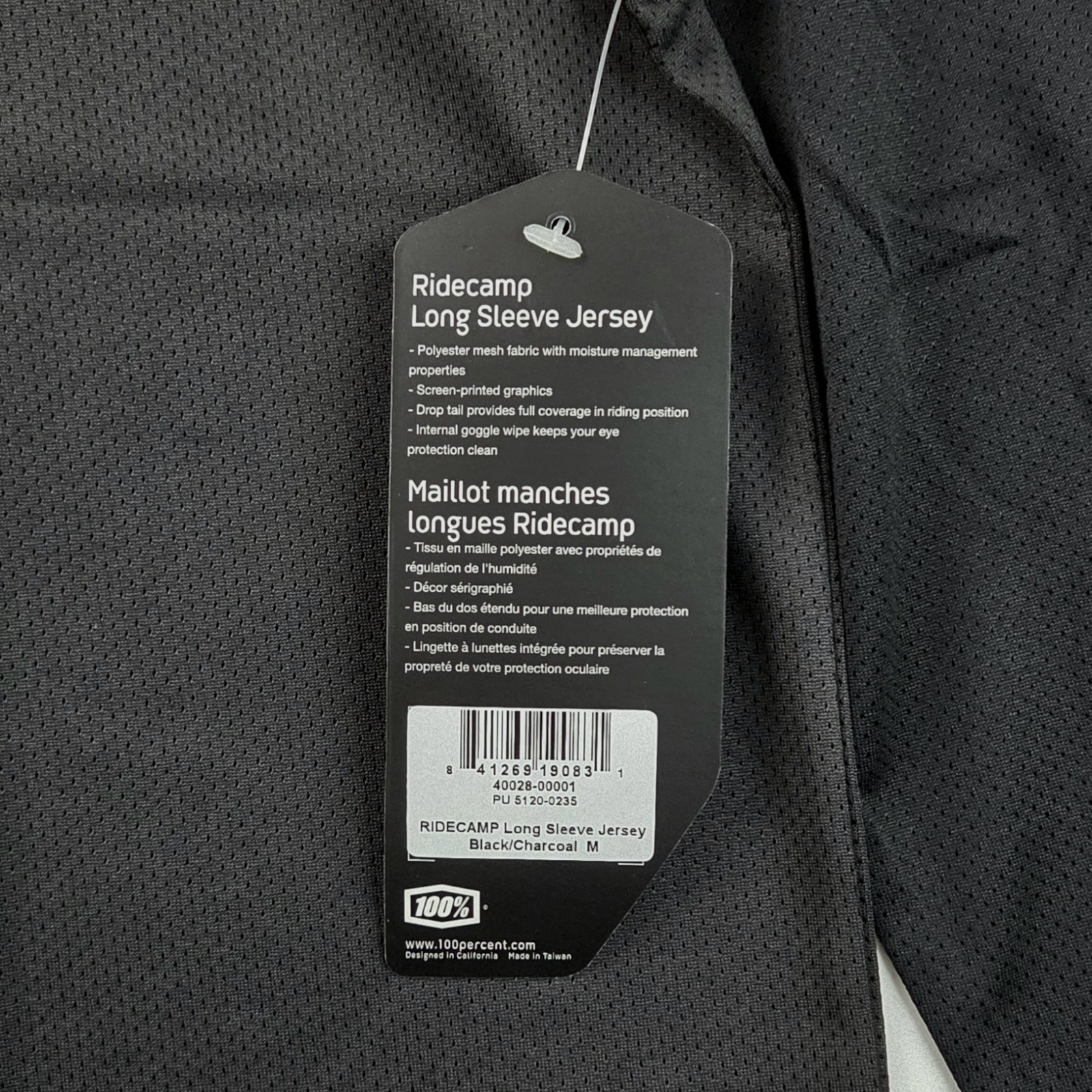 100% Men’s Ridecamp Mountain Bike Jersey Size Medium Long Sleeve Black Charcoal