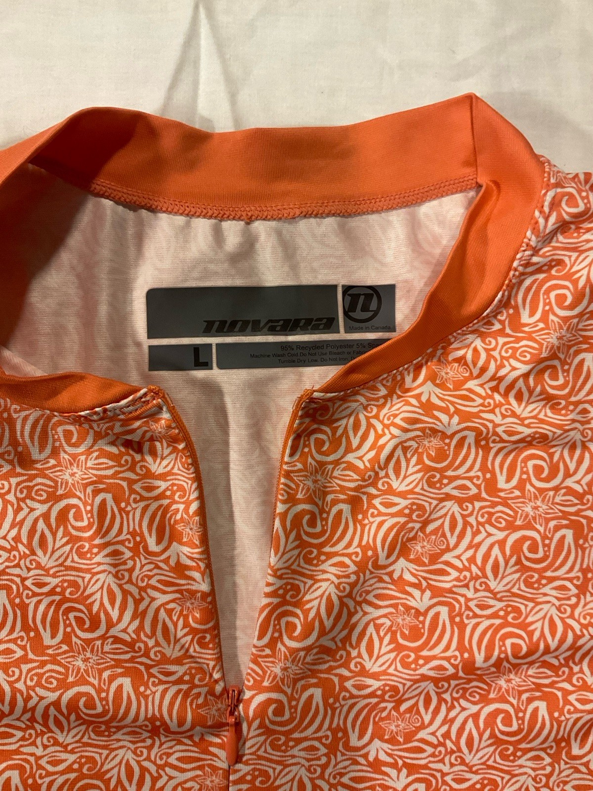 Novara Women’s Orange Floral Pattern Cycling Jersey Size Large