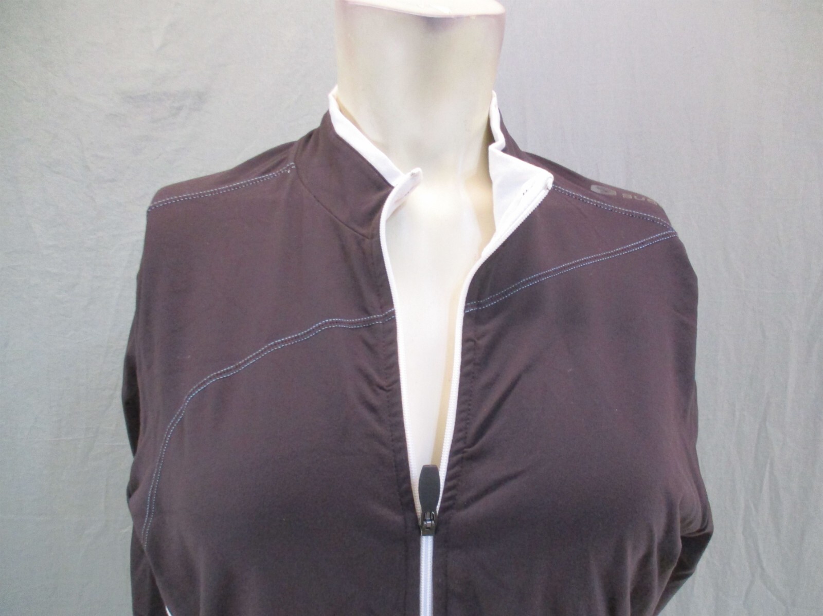 SUGOI Size L Womens Brown Full Zip High Neck Stretch Fitted Cycling Jersey 120