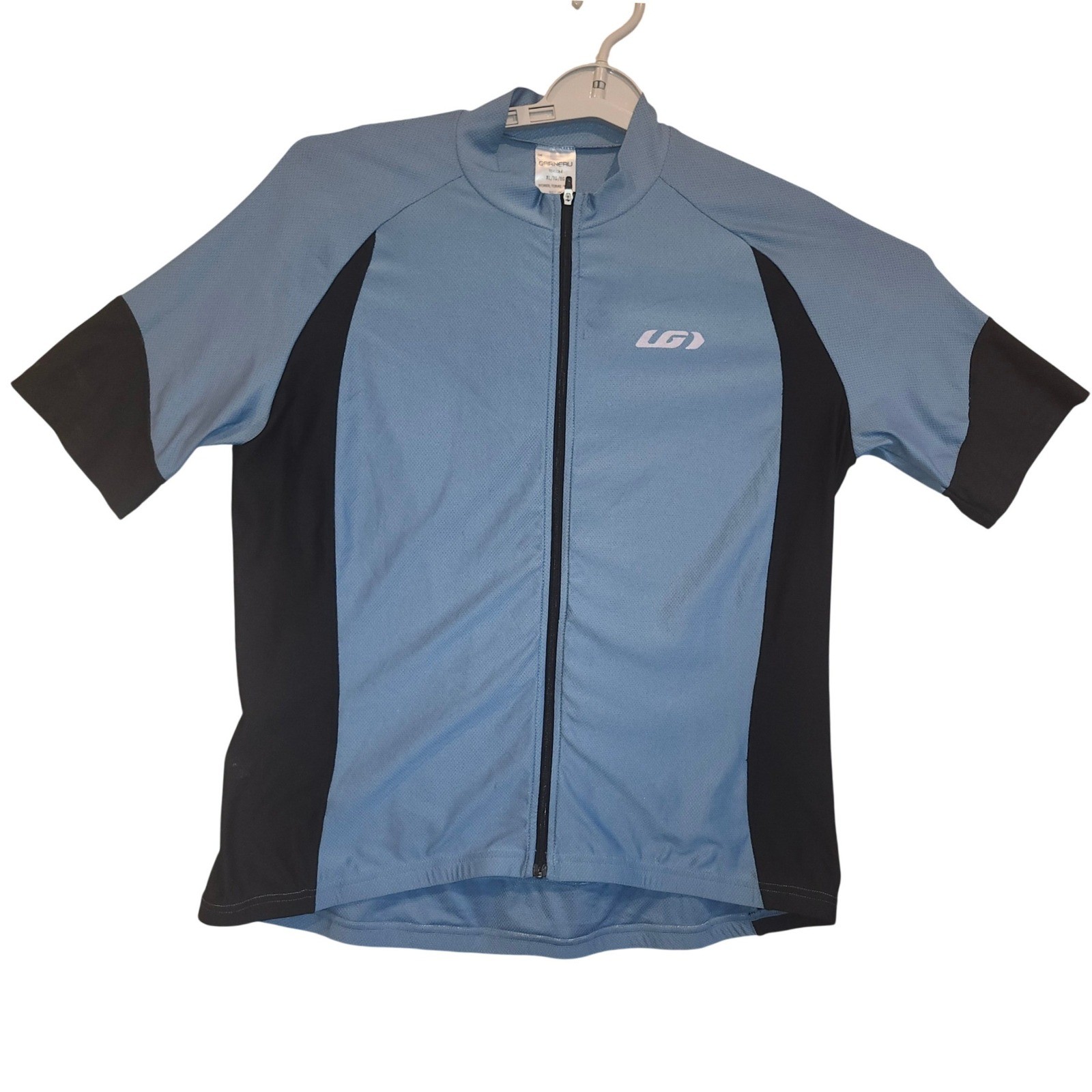 Louis Garneau Womens XL Blue Black Full Zip Cycling Jersey Short Sleeve 9D42064