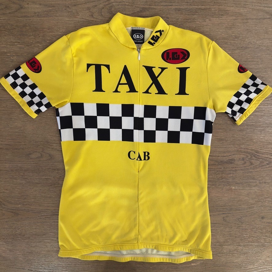Louis Garneau Yellow & Black Checkered NYC “TAXI CAB” Cycling Jersey-Size Small