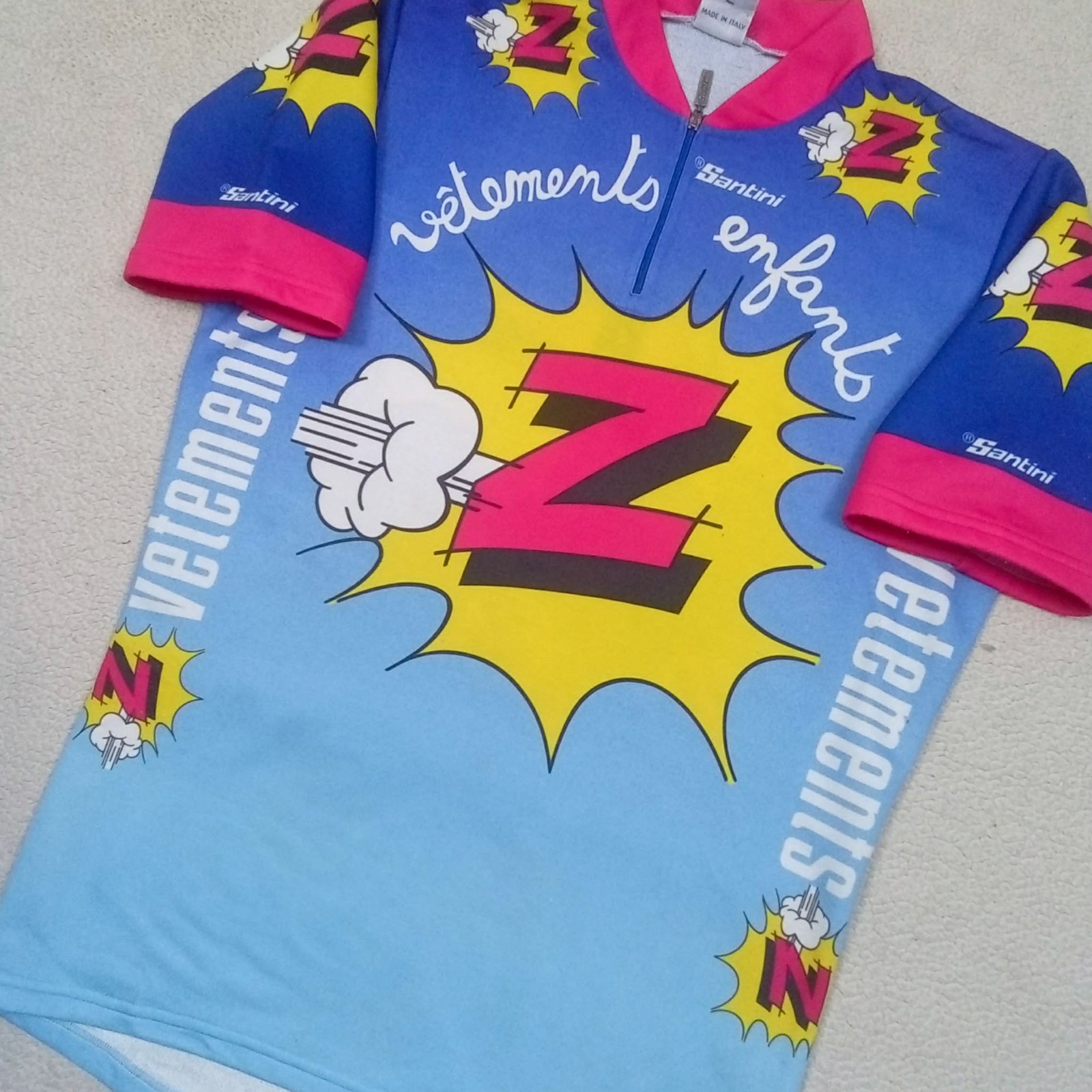 RARE VTG 1988 Team Z Peugeo Vetements Santini Cycling Jersey Tour de France Sz L