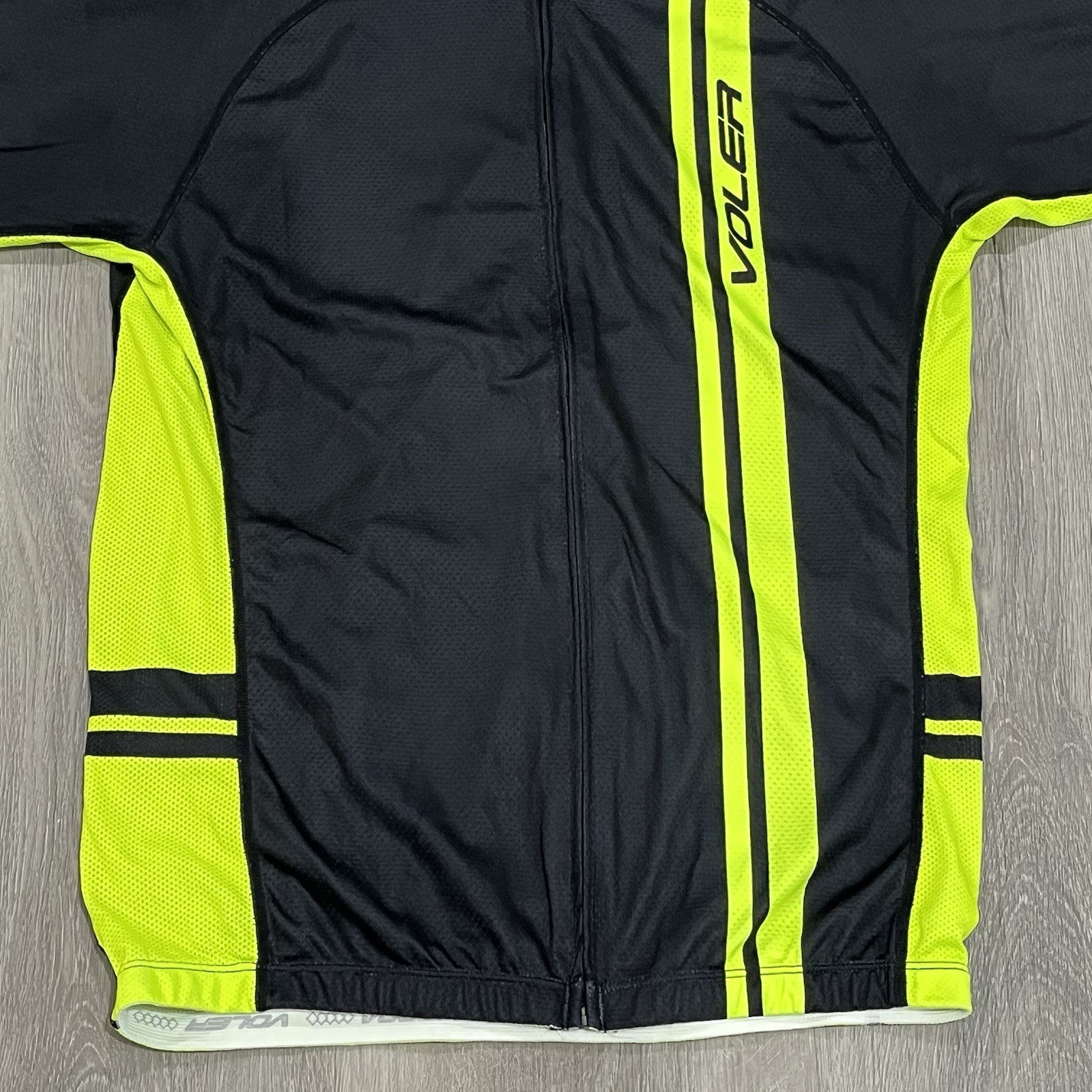 VOLER Neon Green Black Men’s Full Zip Lightweight Cycling Jersey Size XL