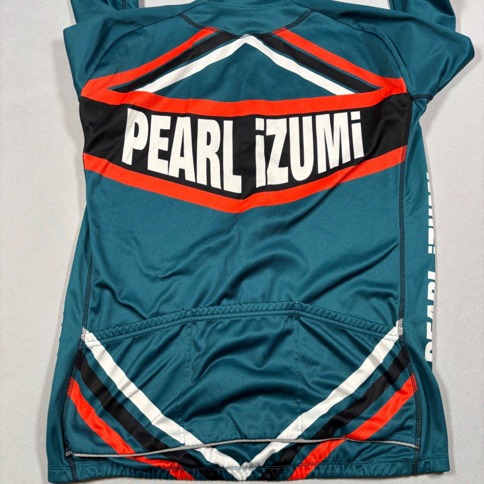 Pearl Izumi Cycling Jersey Mens XL Teal Orange Graphic Full Zip Long Sleeve Bike