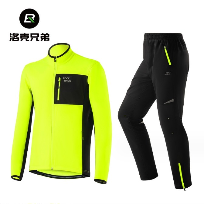 Rockbros Windproof Bike Warm Long Sleeve Long Pants Suit Outdoor Cycling Jersey