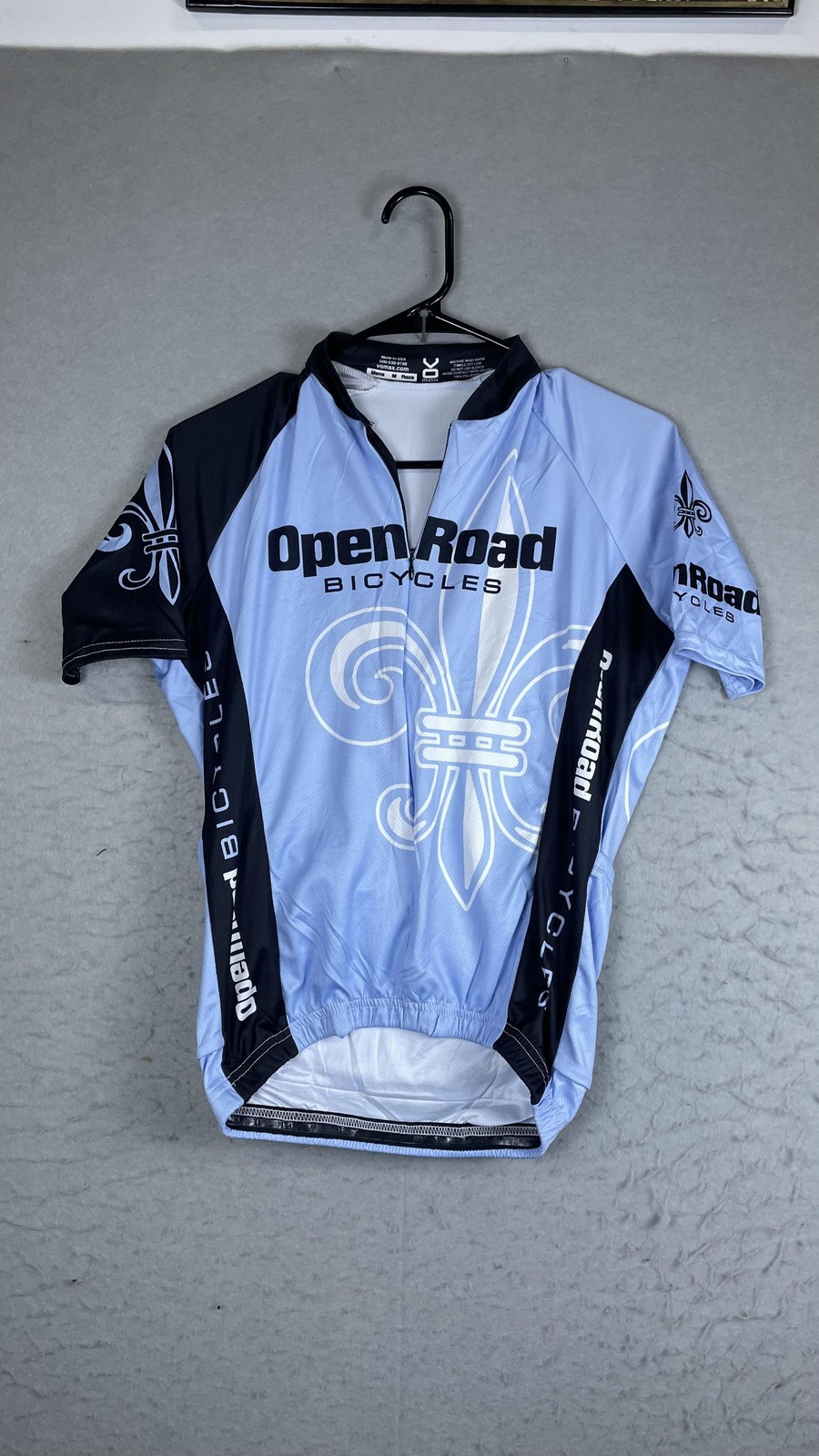 VOmax Open Road Bicycles Cycling Jersey Mens Medium Blue 1/4 Zip Bike Shirt
