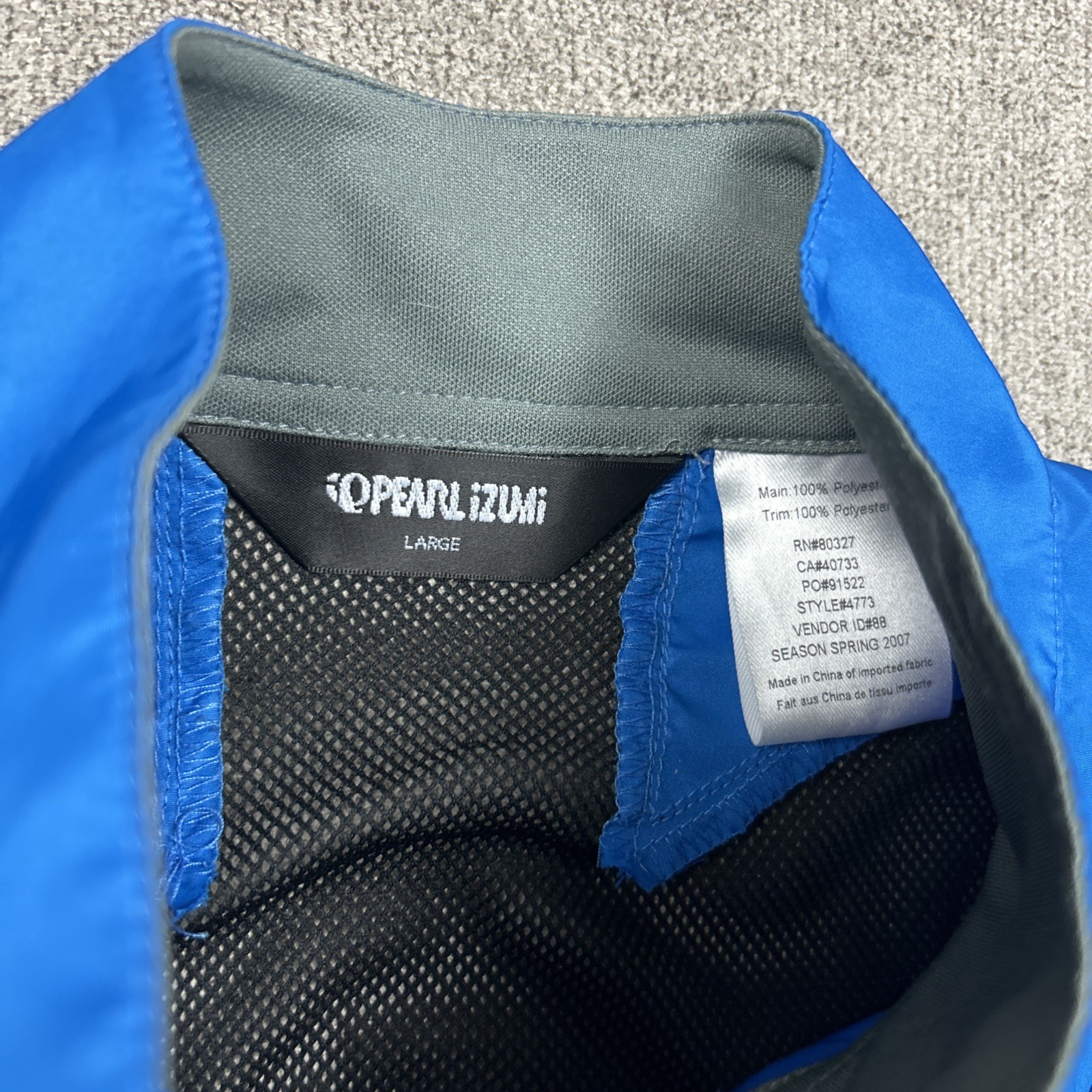 Pearl Izumi Men Large Cycling Vest Blue Black Full Zip Sleeveless Bike Mesh Vent