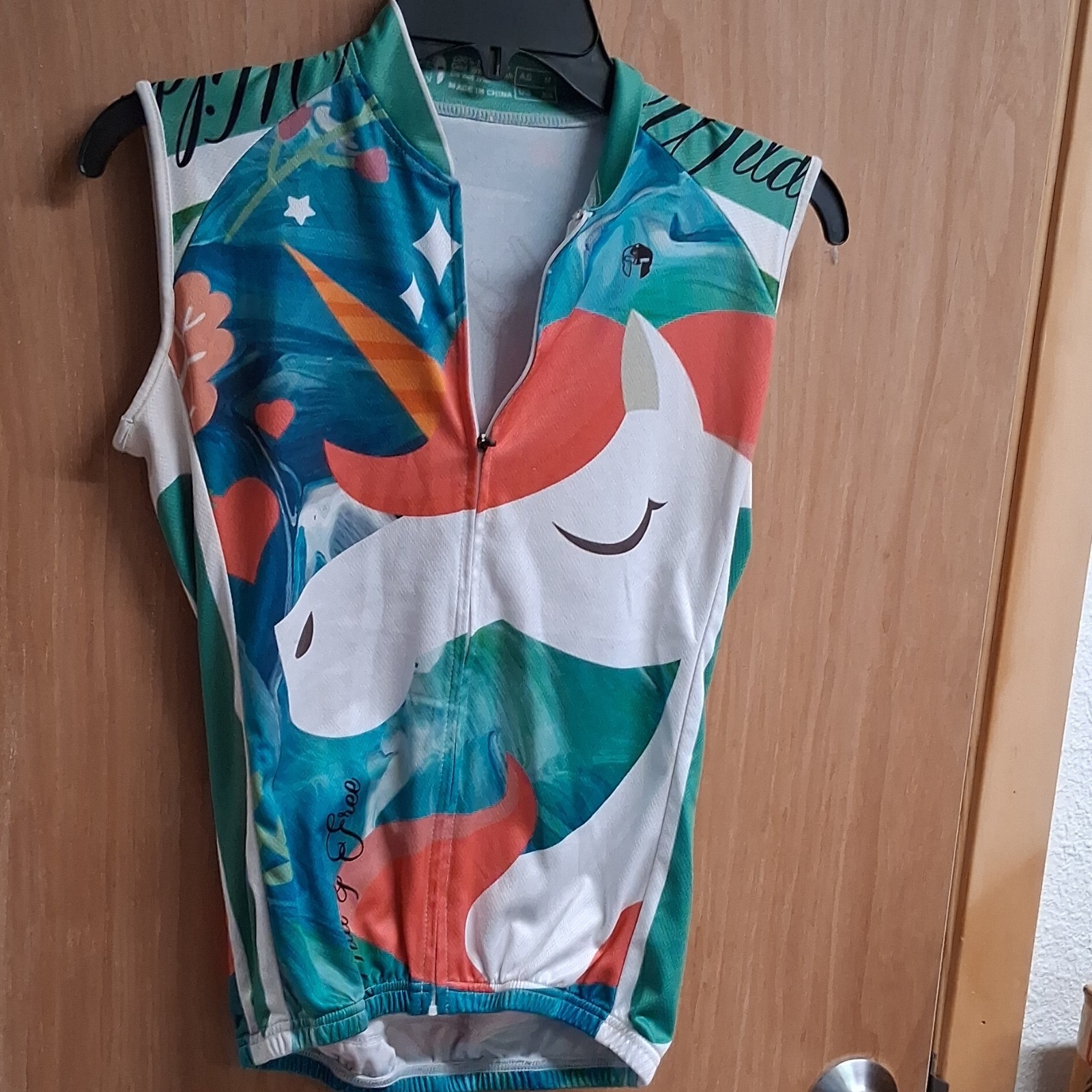 Wild & Free Unicorn Multicolor Cycling Jersey Unisex Sleeveless Full Zip Pockets