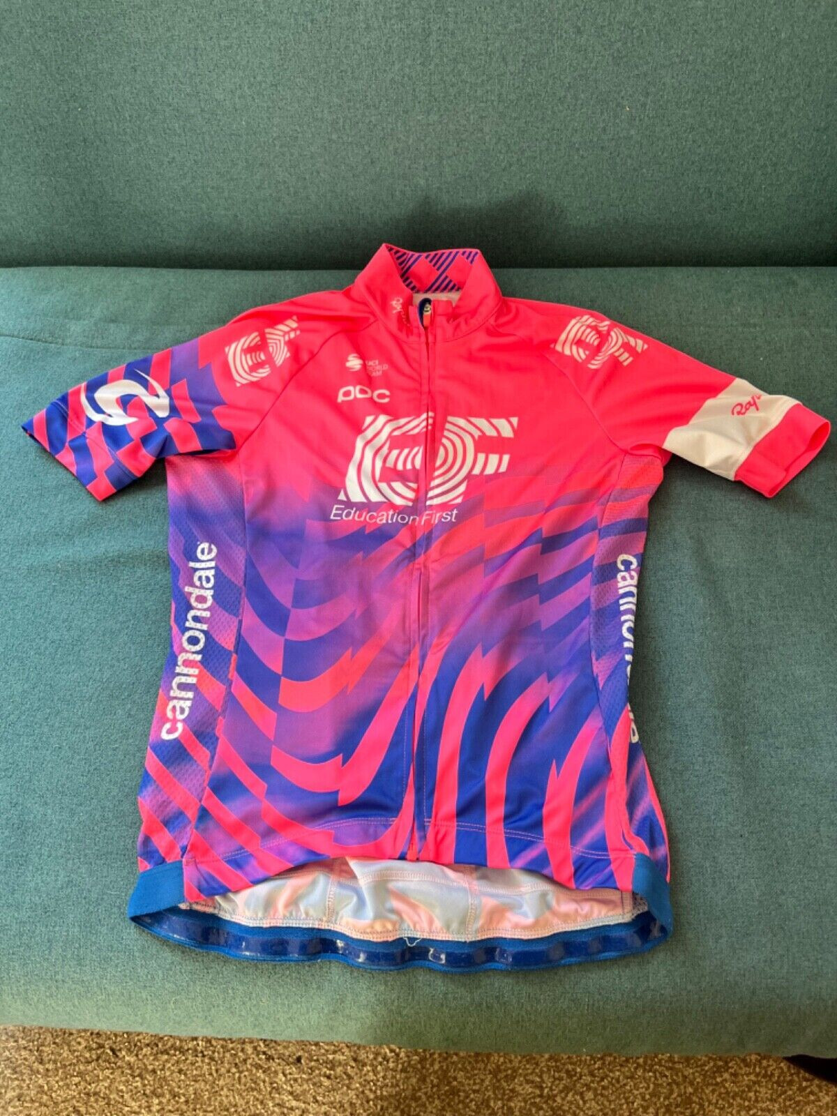 USED PINK NAVY RAPHA EF KIDS SHORT SLEEVE CYCLING JERSEY 10/11 YEARS OLD POC