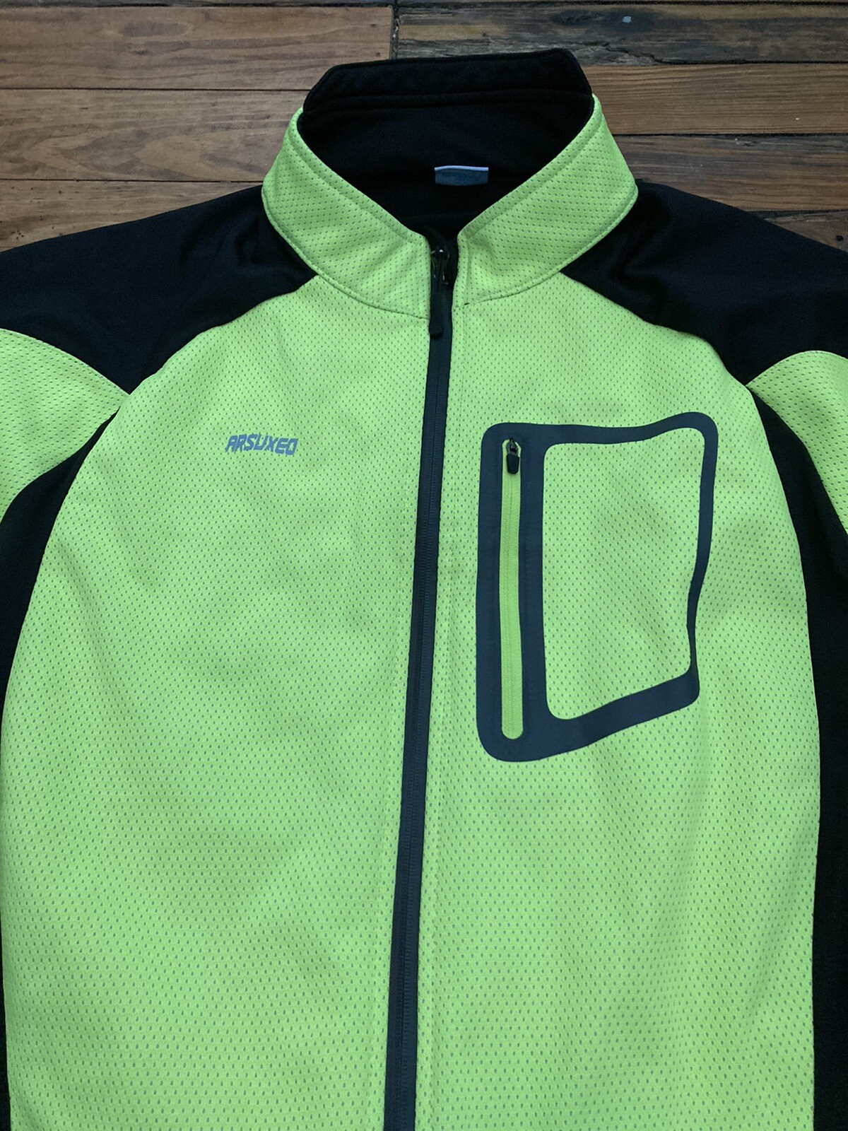 Arsuxeo Neon Yellow Full Zip Cycling Jacket Men’s Size 2XL Back Pocket