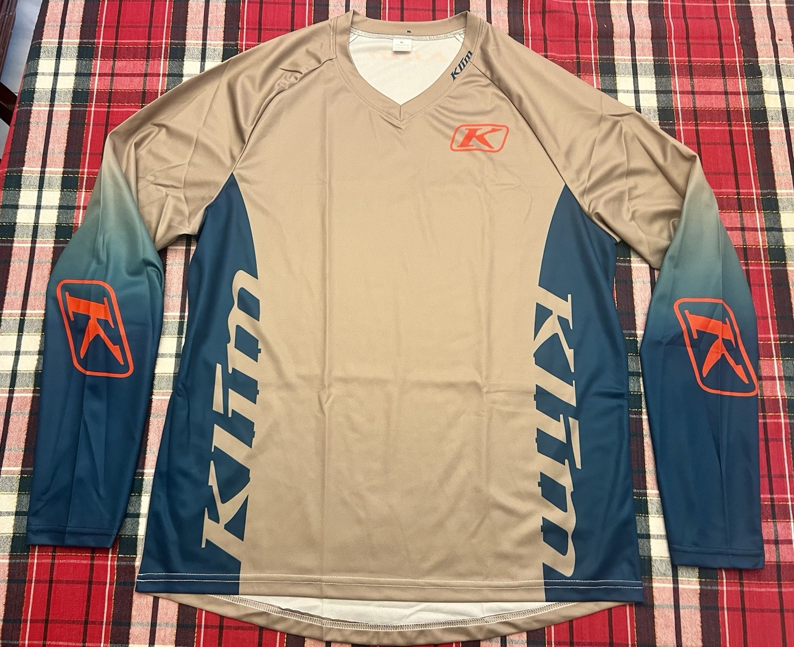 Klim Men’s XC Lite Long Sleeve Shirt/Jersey/Tan/Blue/Red/Size Large