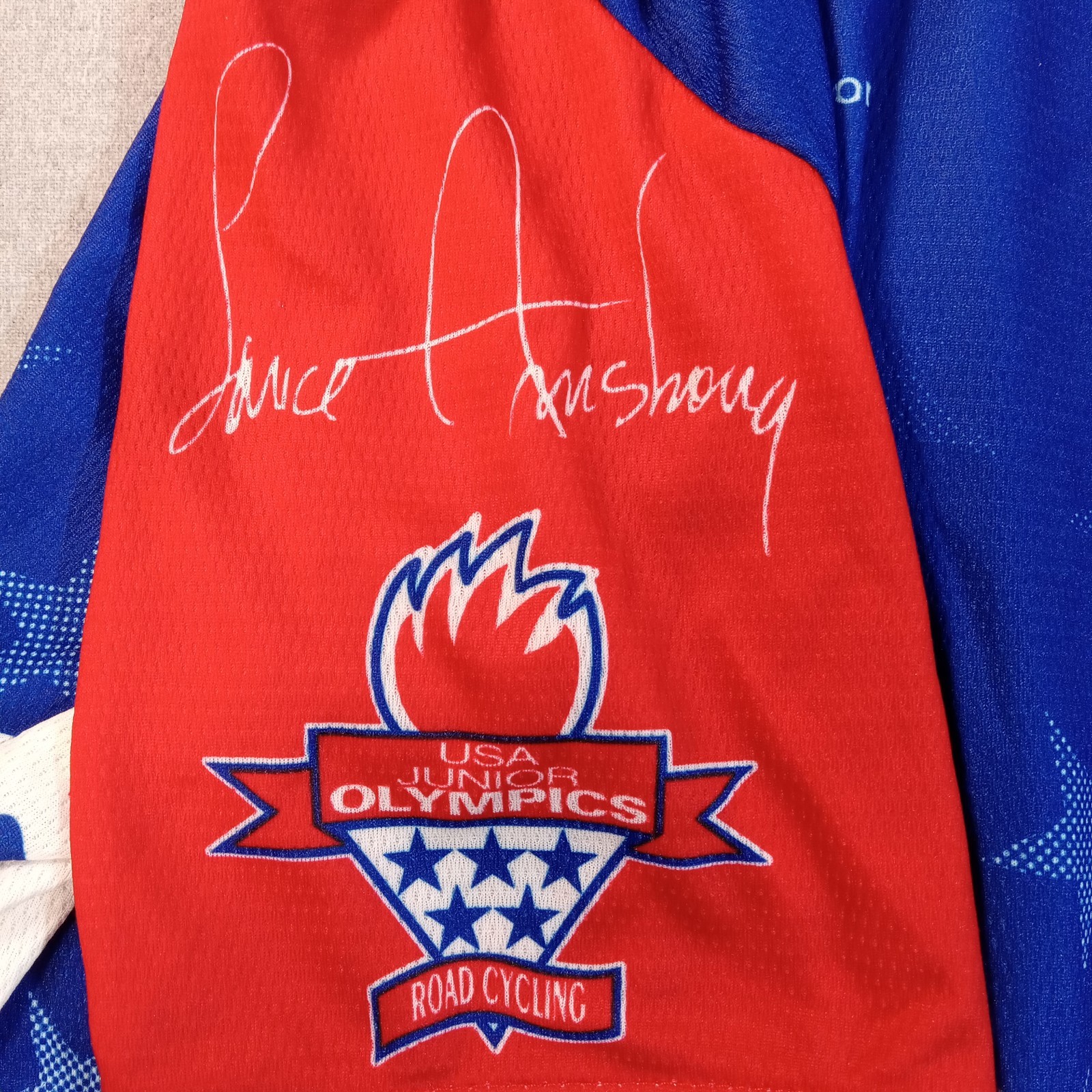Voler USPS USA Cycling Jersey M 18×22 Junior Olympics Faux Signatures Armstrong