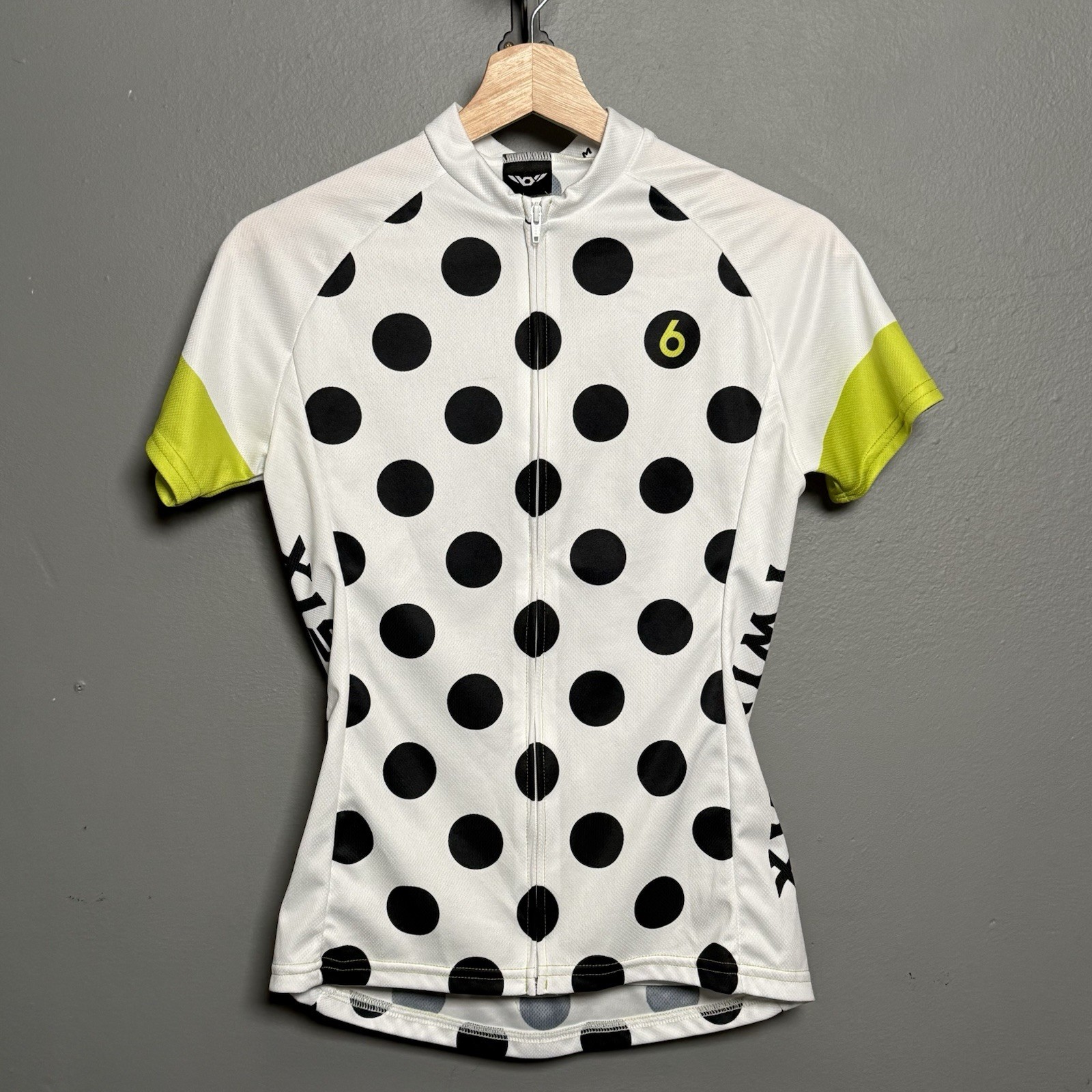 Twin Six Cycling Jersey Womens S Short Sleeve Full Zip Polka Dot Preppy