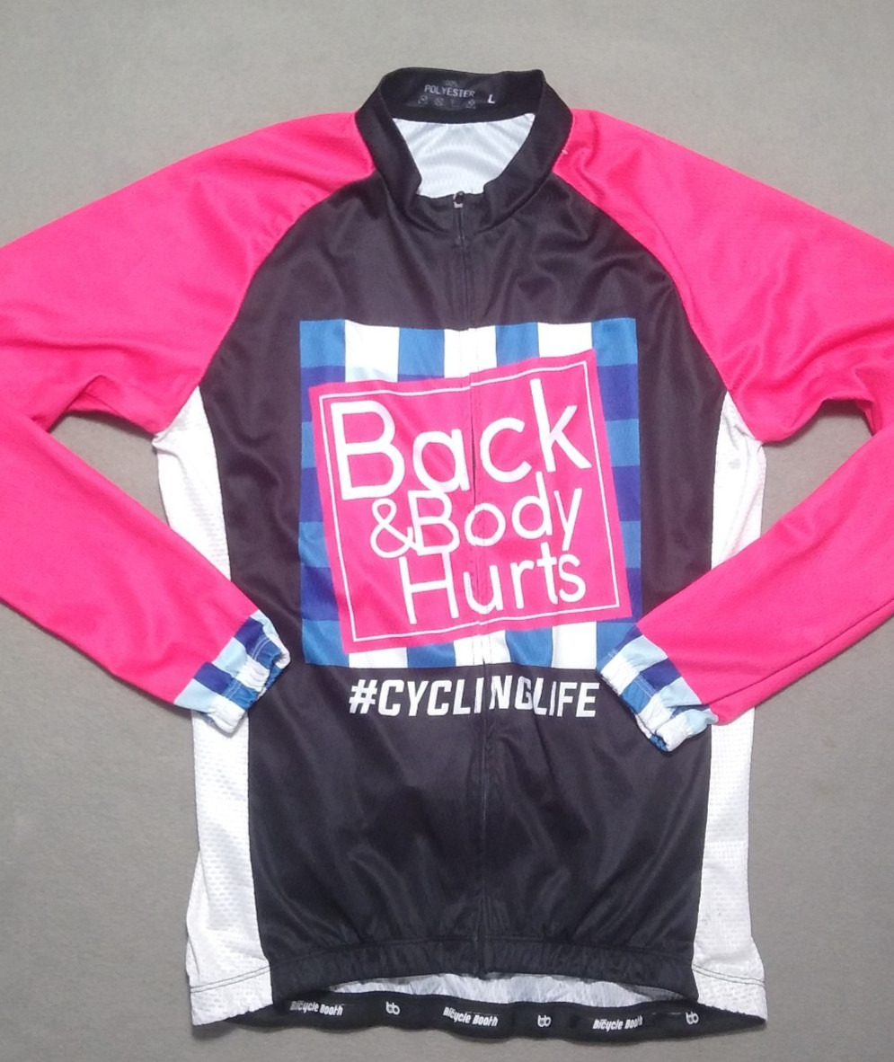 Bicycle Booth Cycling Jersey Shirt Womens Large Full Zip Back and Body