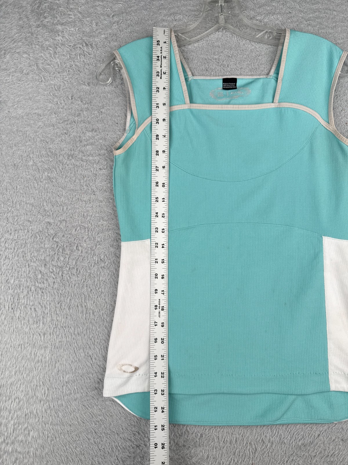 Oakley Cycling Jersey Women Small Teal White Tank Sleeveless Rear Pockets Poly