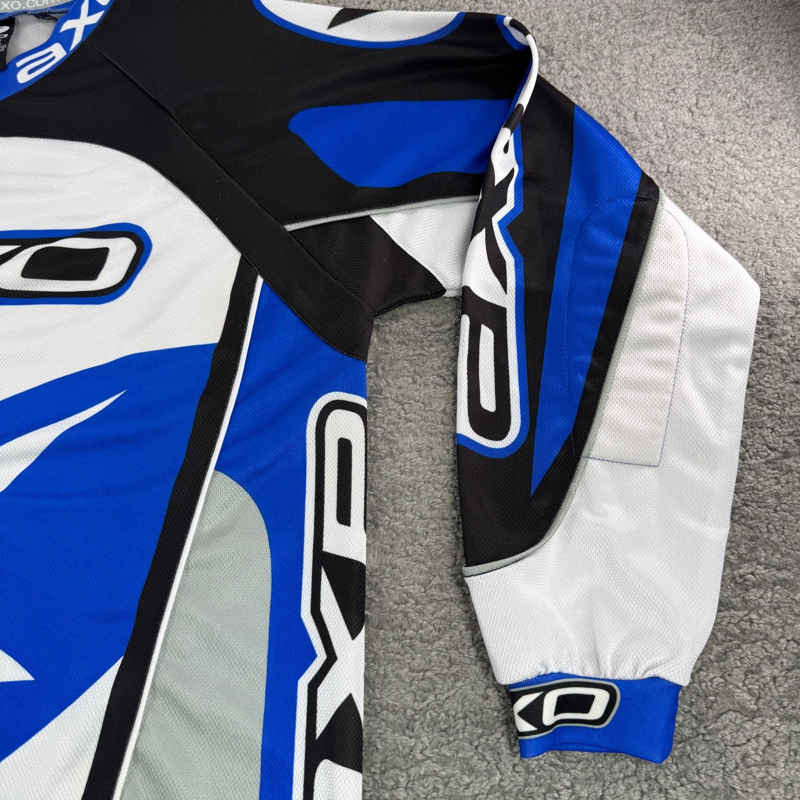 AXO Team Issue Mens Motocross Jersey Blue Black White Racing Long Sleeve Large