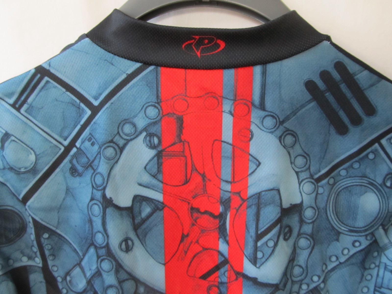 PRIMAL Men’s Bike Jersey Gears Machinery Design -Blue Red Black White Size S
