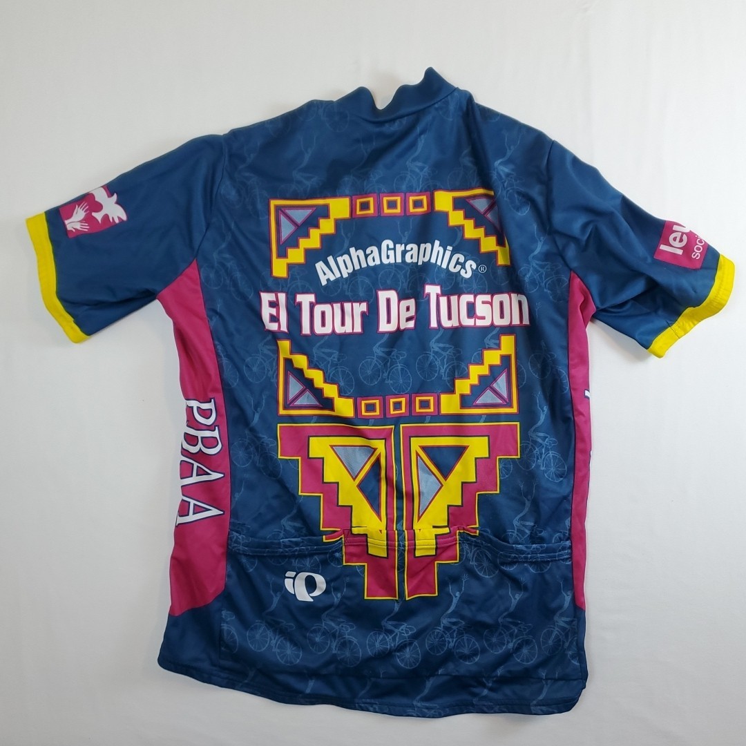 Vintage 90s Y2K Pearl Izumi El Tour De Tucson Cycling Jersey XL USA 3/4 Zip Top