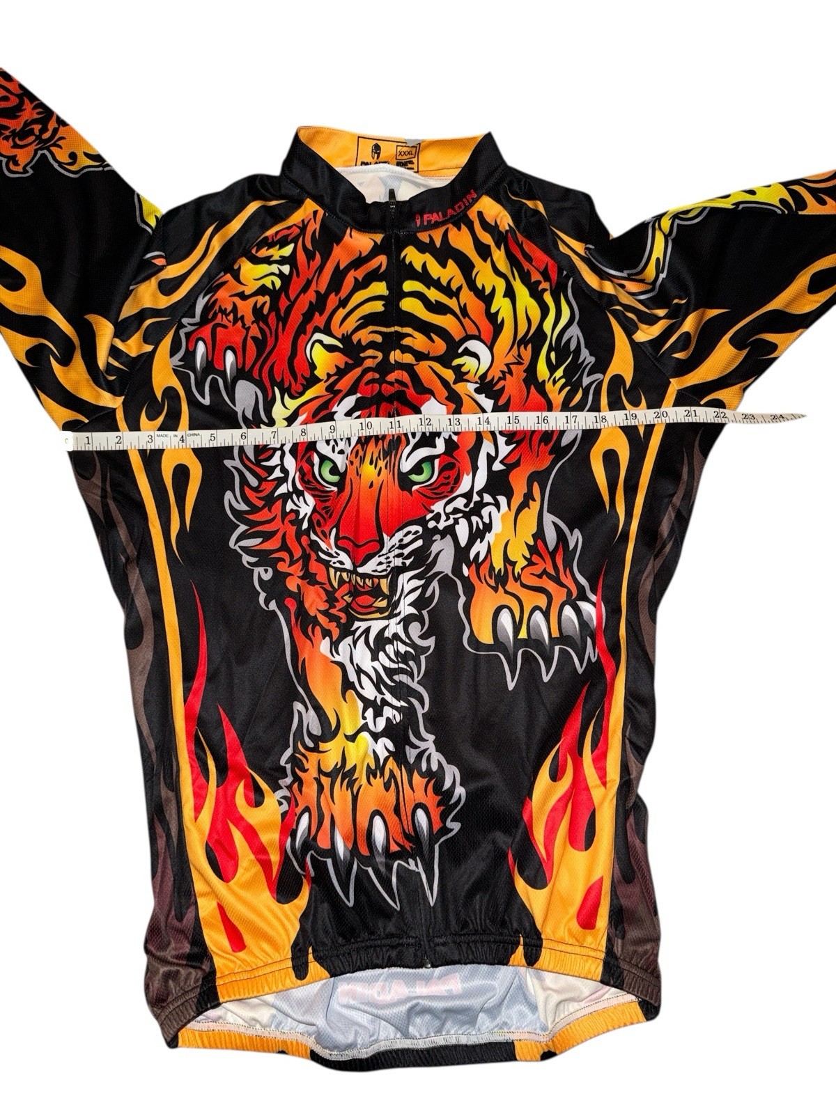 New Paladin Tiger Cycling Jersey Long Sleeve Full Zip Double Sided Flames XXXL