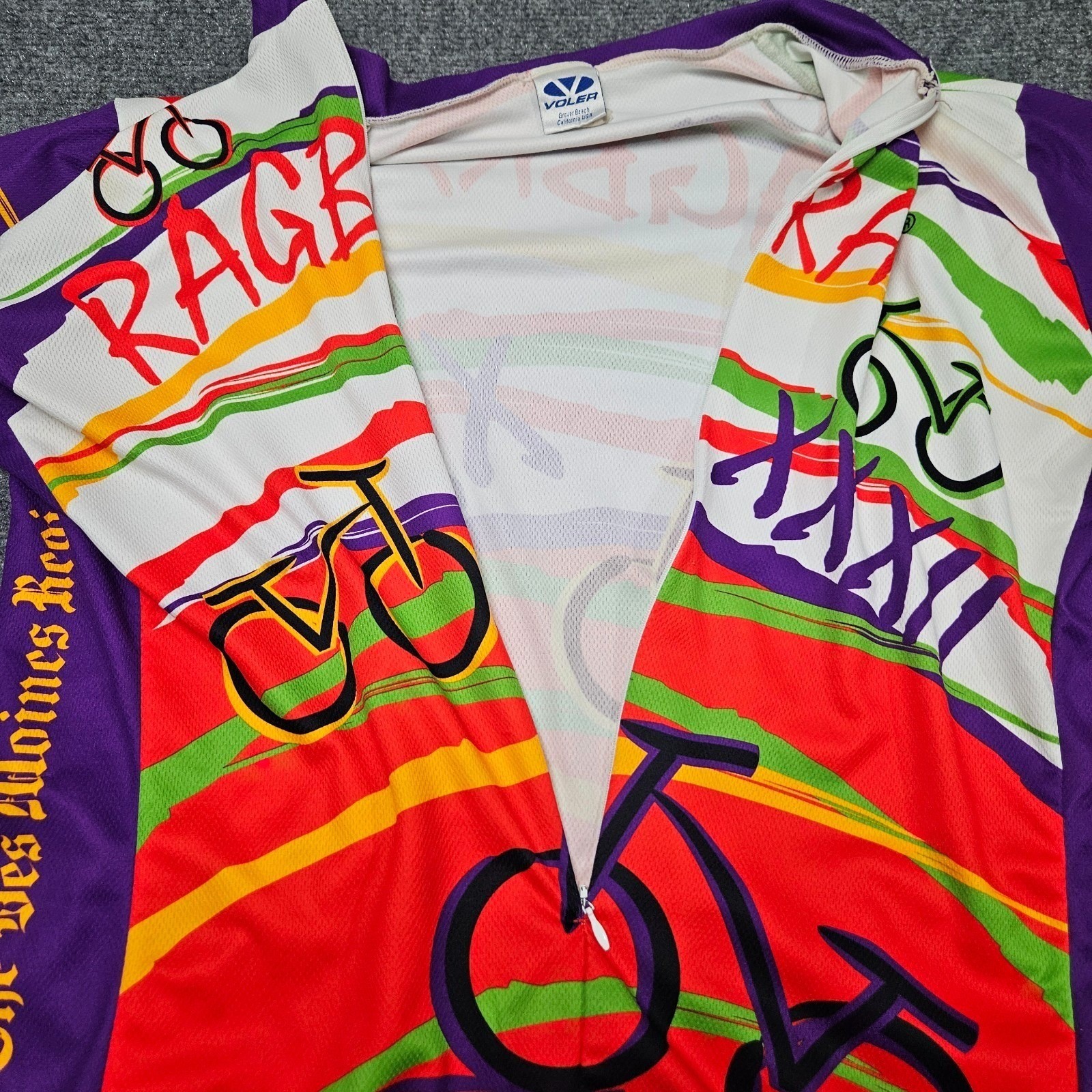 Vintage RAGBRAI XXII Cycling Jersey Mens L White Multicolor USA Made 90s Bike