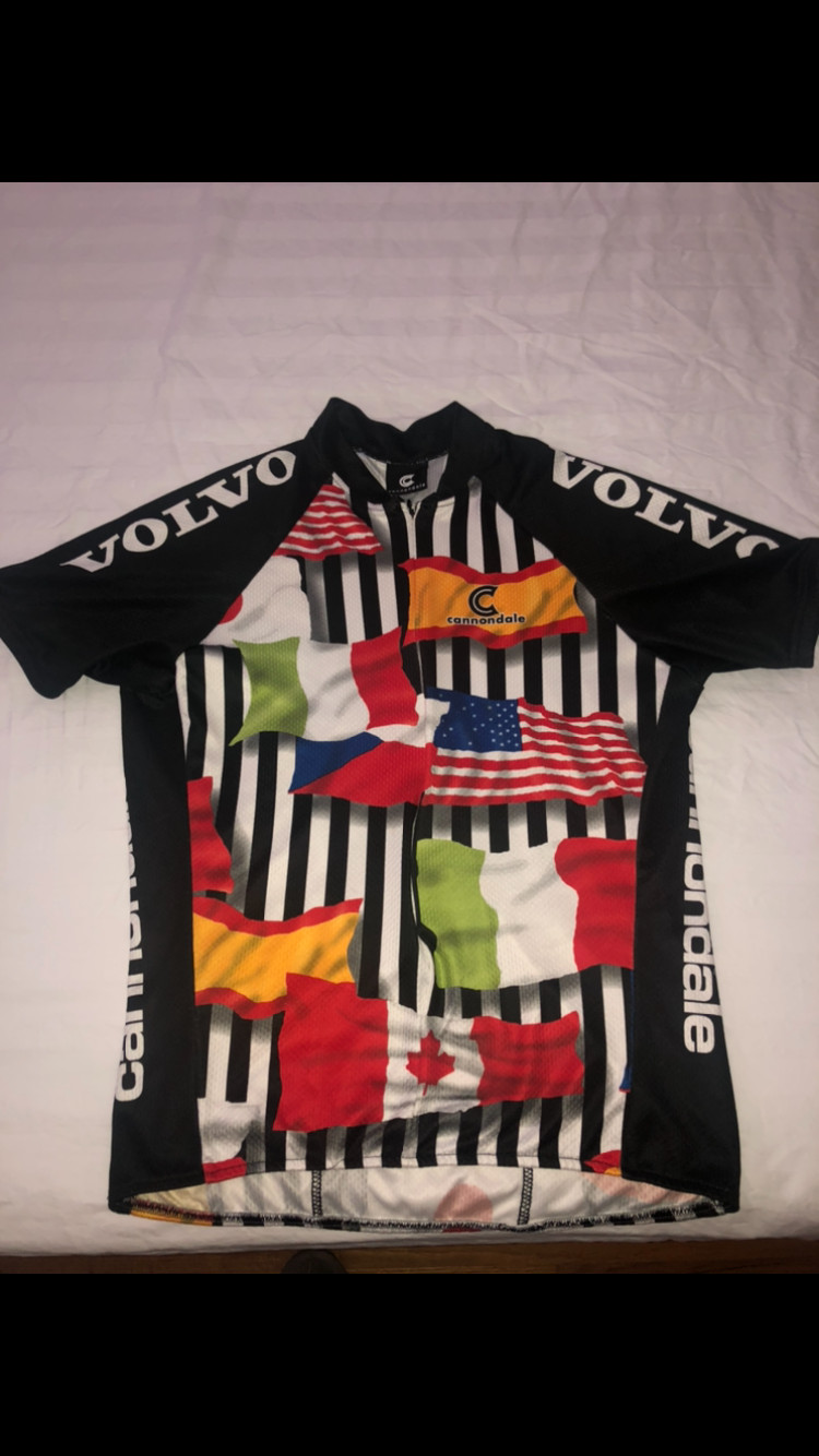 Cannondale VOLVO bike racing touring jersey shirt cycling L GUC flags